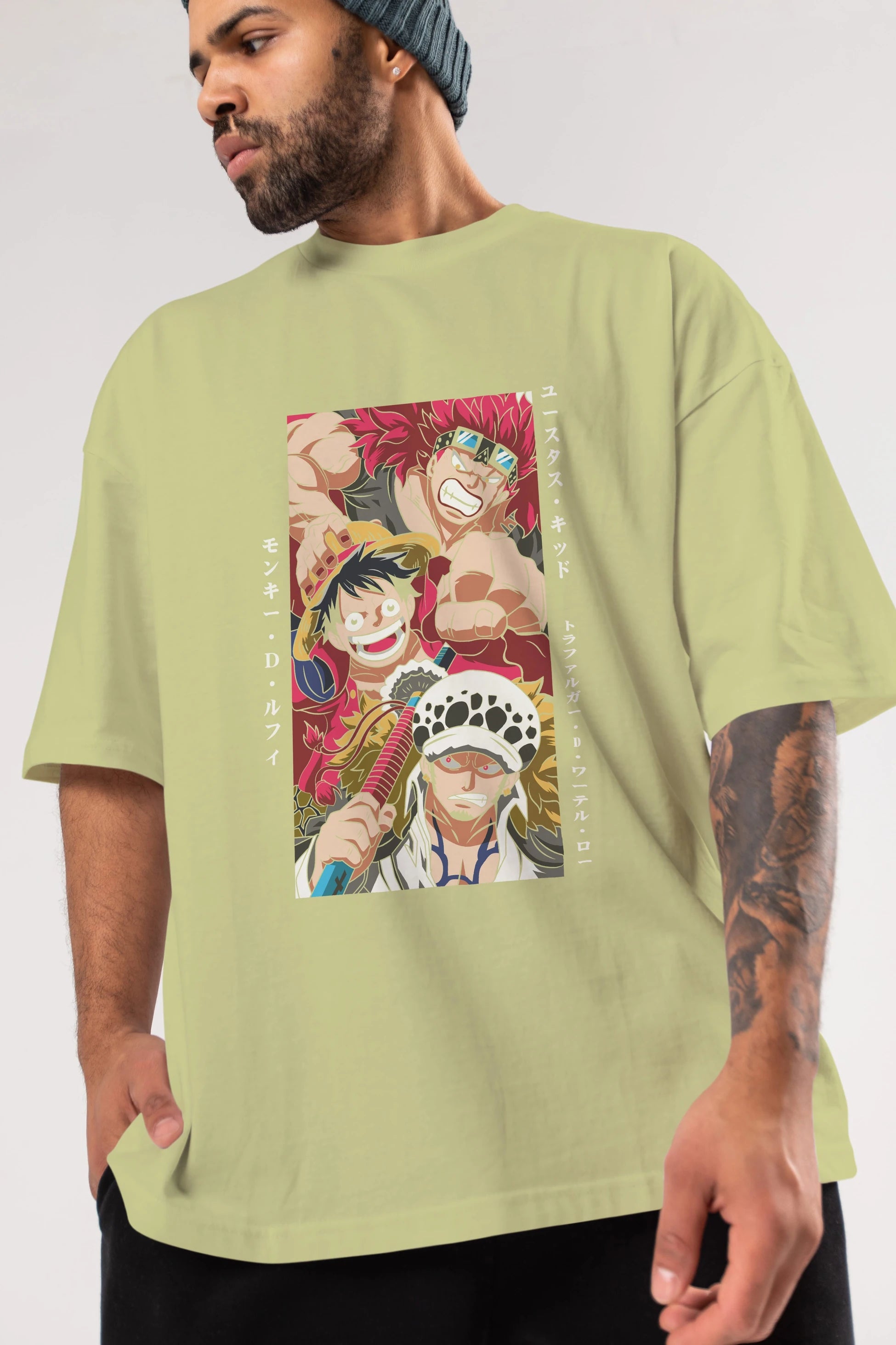 SUPER NOVAS one piece Anime Ön Baskılı Oversize t-shirt %100 pamuk Erkek Kadın Unisex