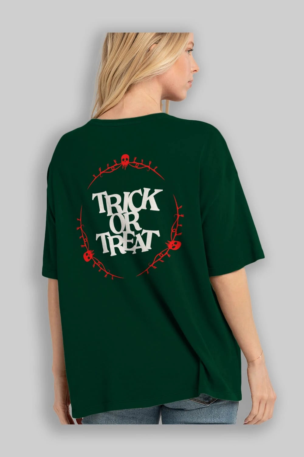 Trick or Treat Yazılı Arka Baskılı Oversize t-shirt Erkek Kadın Unisex