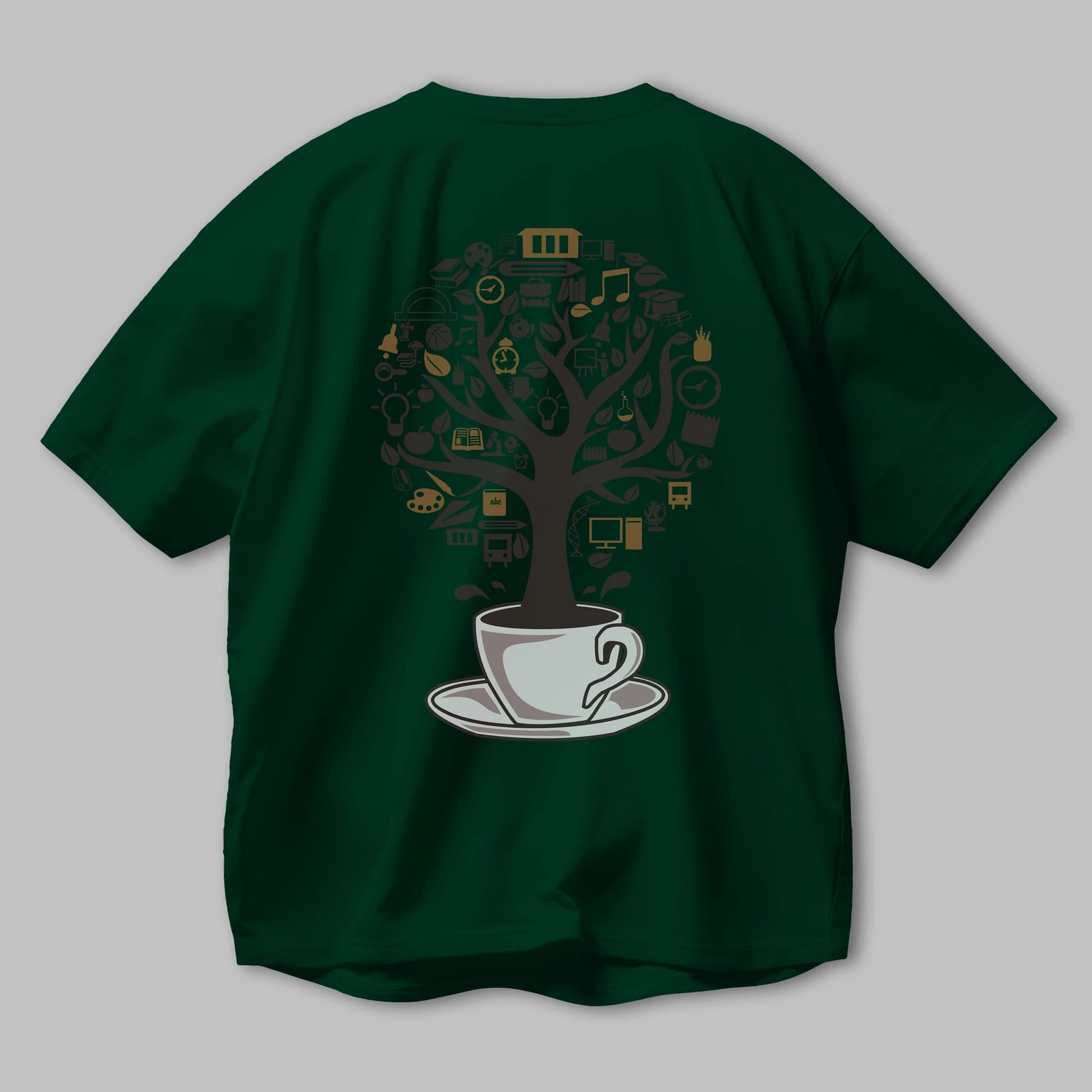 Coffee Tree Arka Baskılı Oversize t-shirt %100 pamuk Erkek Kadın Unisex