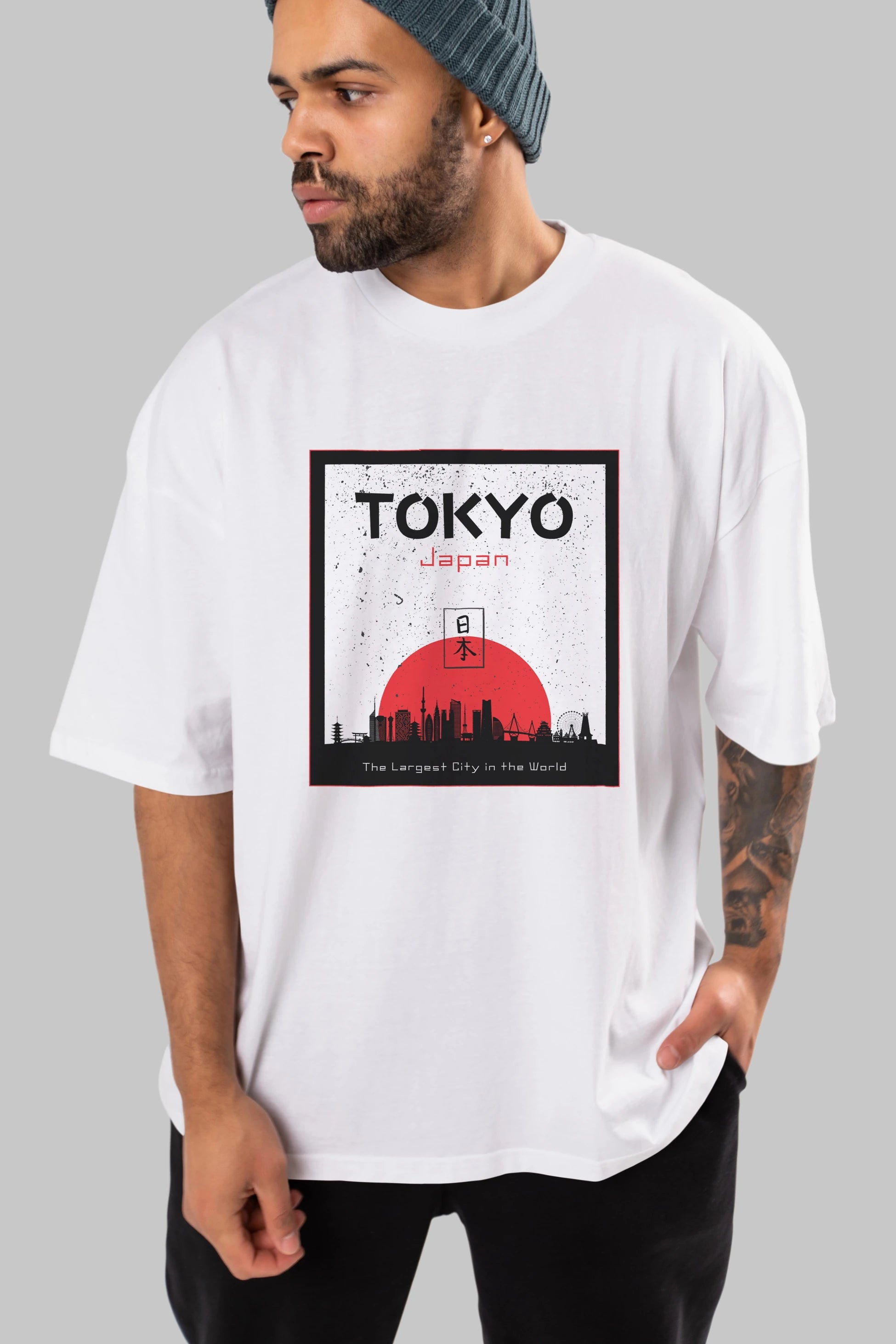 Tokyo Japan Yazılı Ön Baskılı Oversize t-shirt Erkek Kadın Unisex