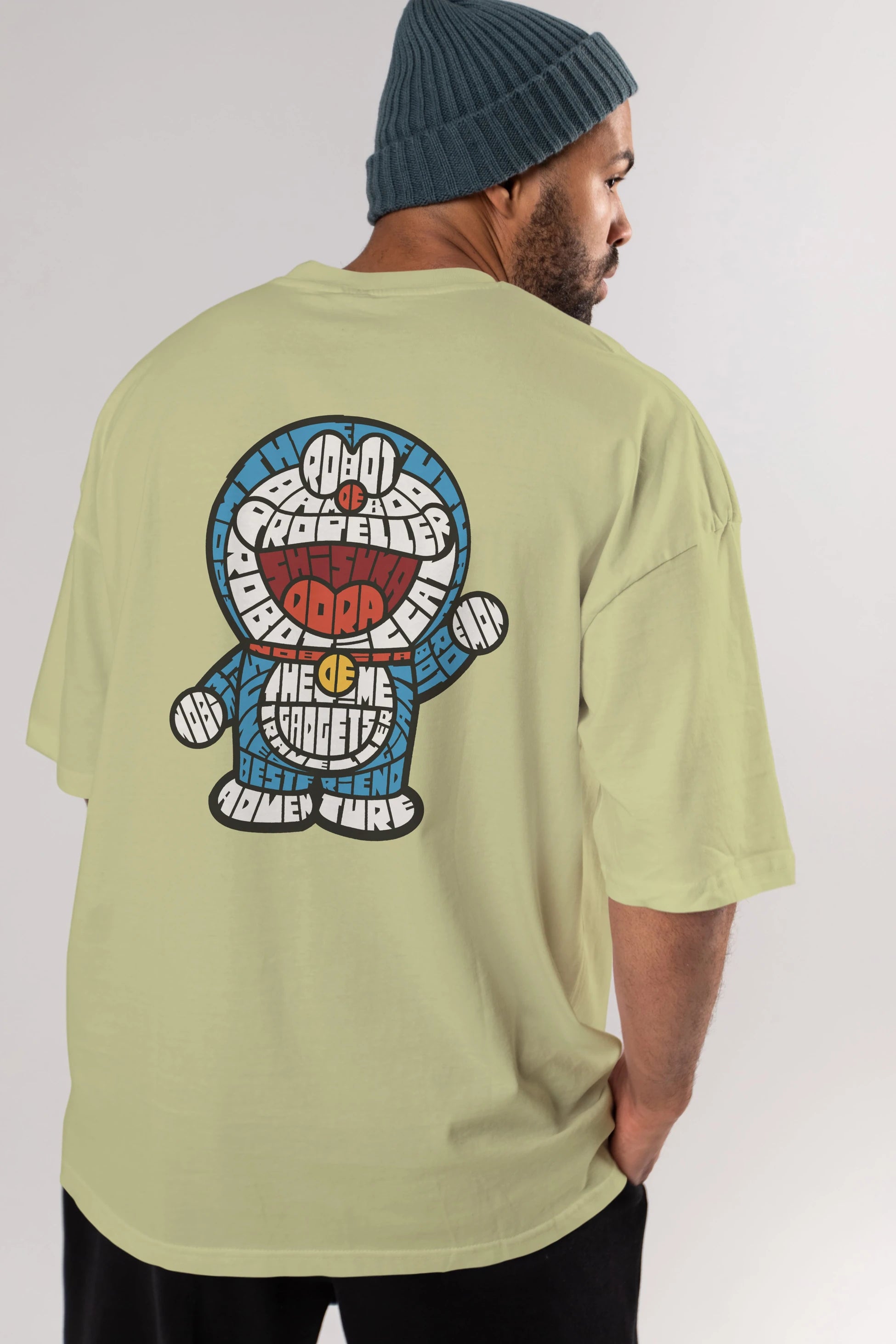 Robotic cat Arka Baskılı Oversize t-shirt %100 pamuk Erkek Kadın Unisex