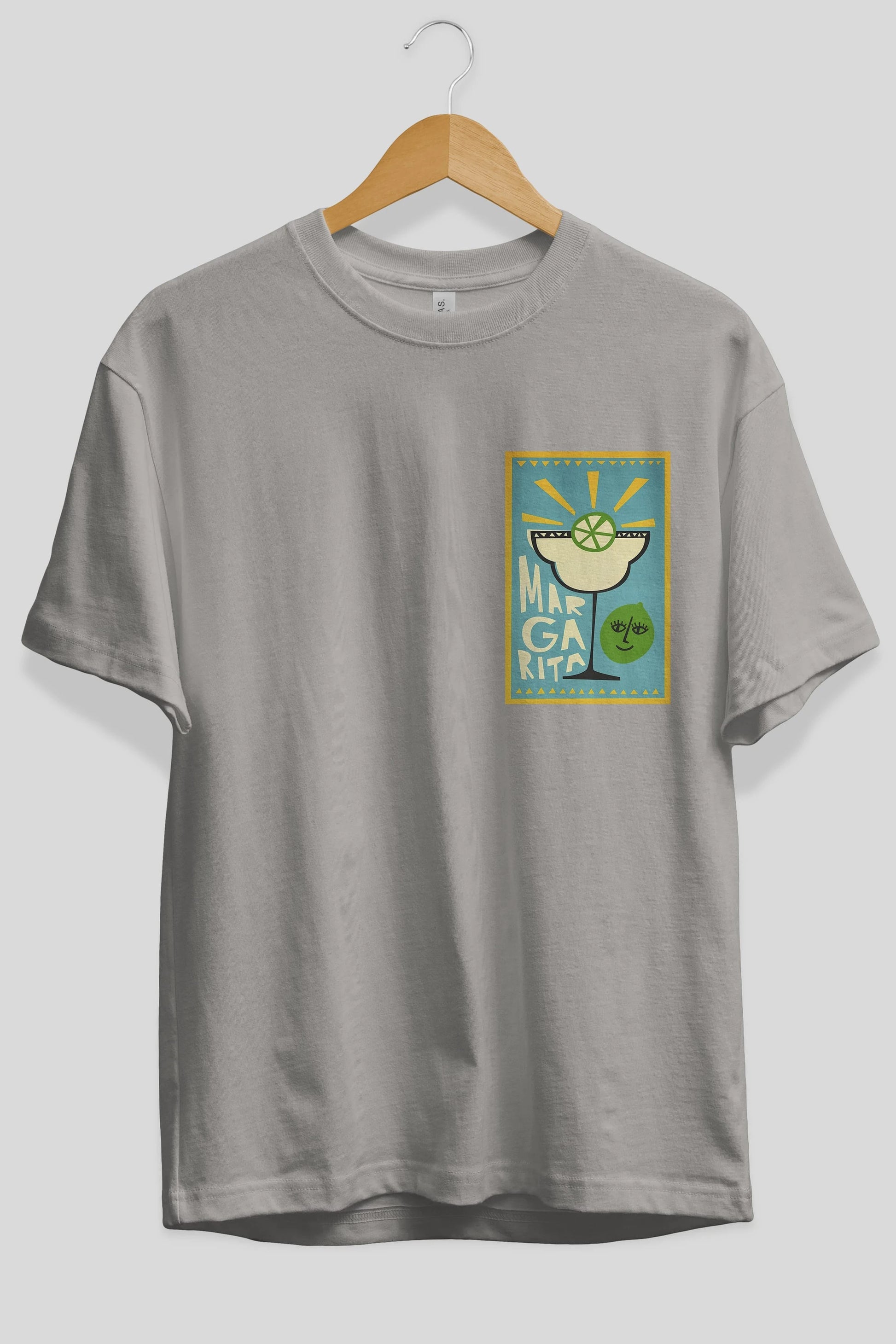 Margarita 4 Ön Sol Baskılı Oversize t-shirt Erkek Kadın Unisex %100 Pamuk Bisiklet Yaka tişort