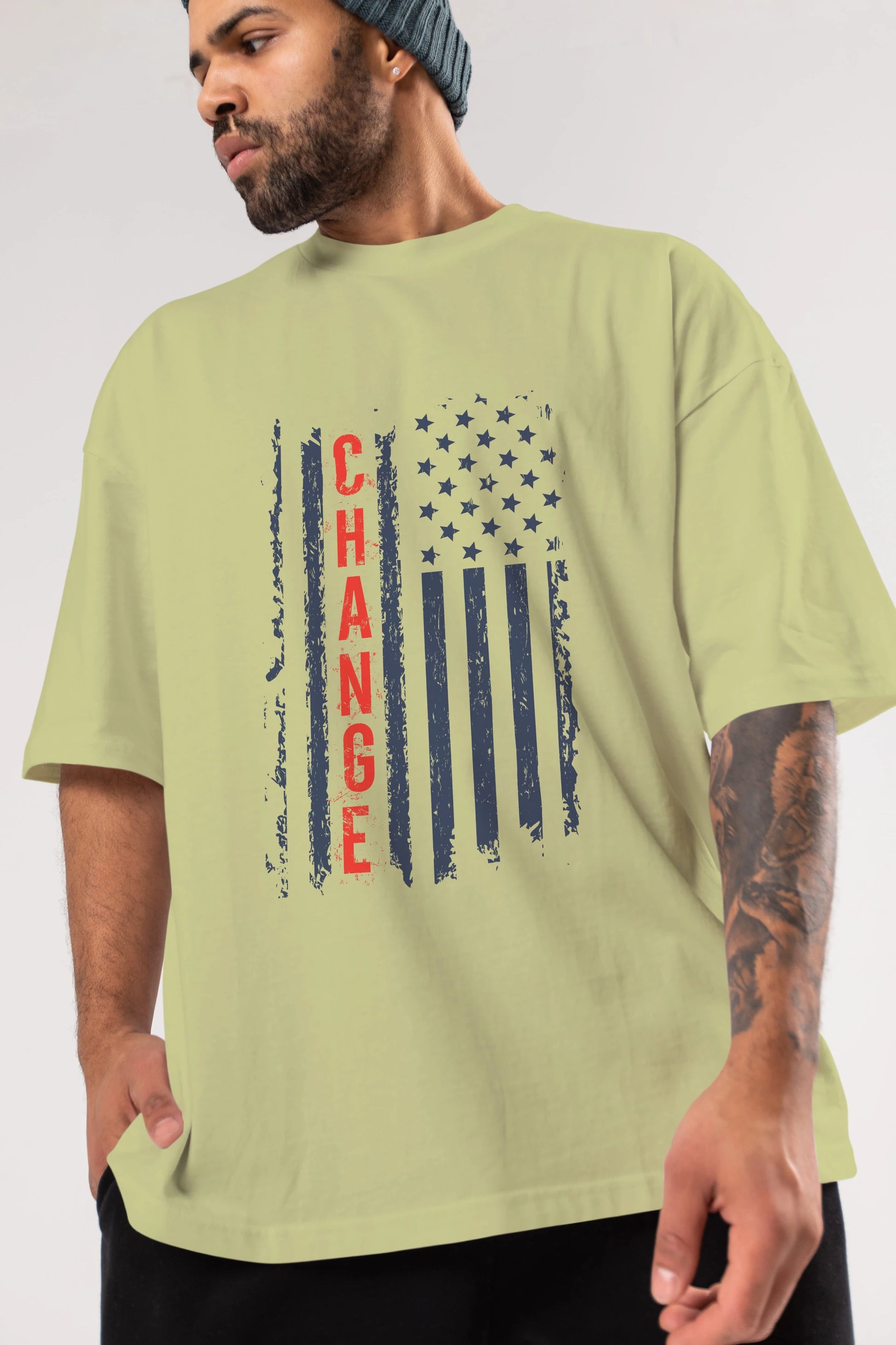 Change Ön Baskılı Oversize t-shirt Erkek Kadın Unisex