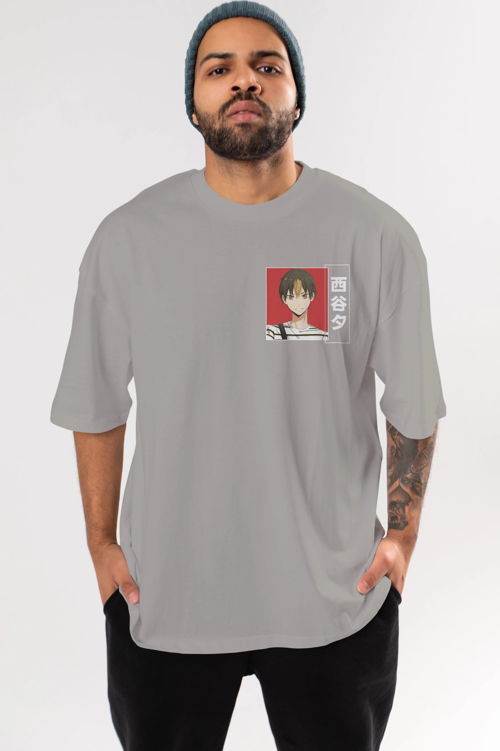 Yuu Nishinoya 1 Ön Sol Baskılı Oversize t-shirt Erkek Kadın Unisex %100 Pamuk Bisiklet Yaka tişort
