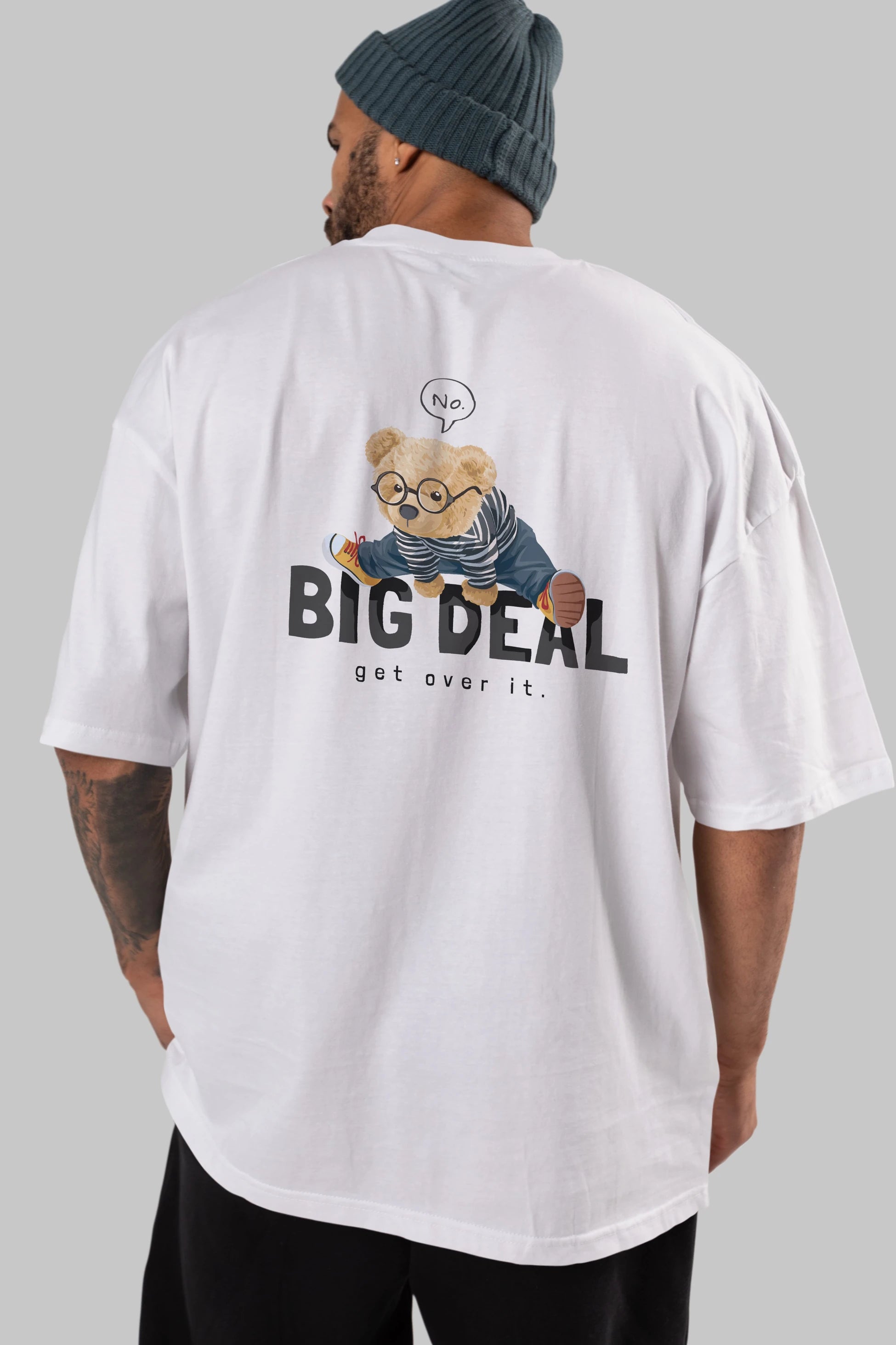 Teddy Bear Big Deal Arka Baskılı Oversize t-shirt Erkek Kadın Unisex %100 Pamuk