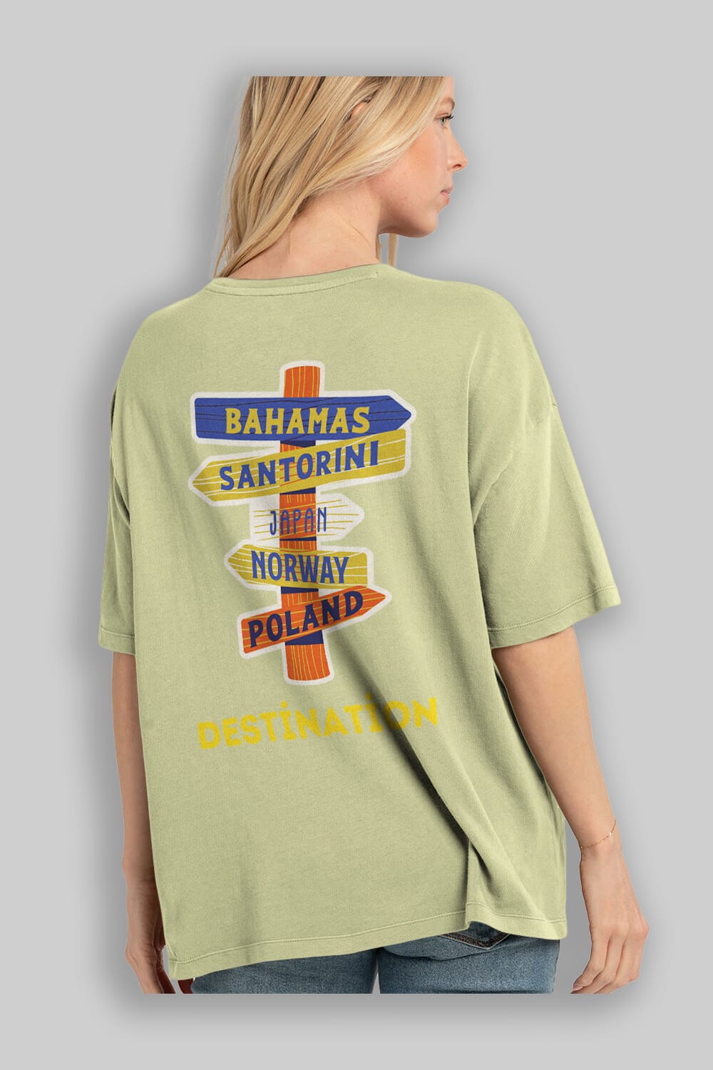 Destination Yazılı Arka Baskılı Oversize t-shirt Erkek Kadın Unisex