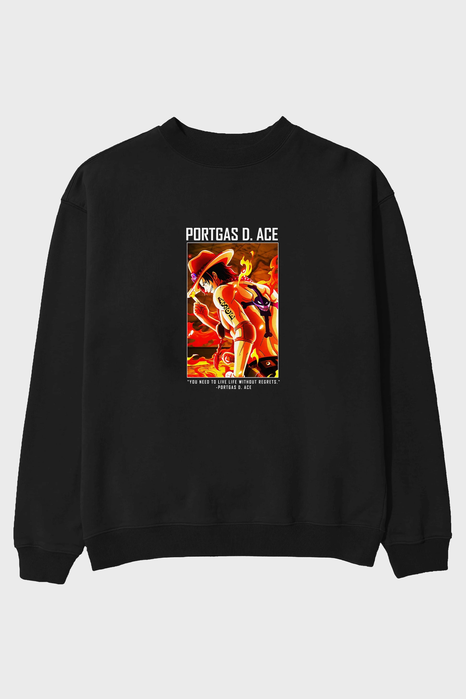 Portgas D. Ace Ön Baskılı Anime Oversize Sweatshirt Erkek Kadın Unisex
