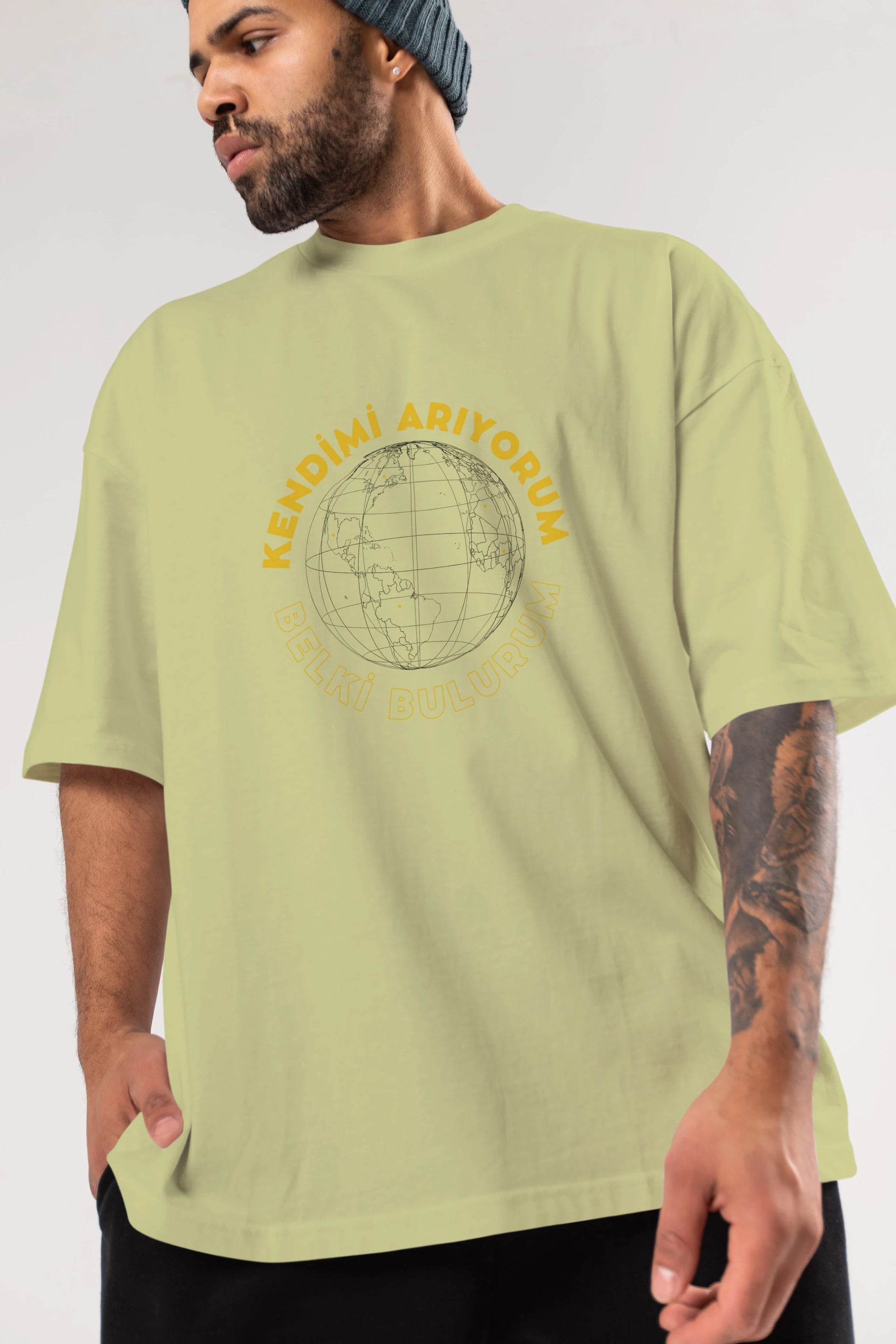 Kendimi Arıyorum Yazılı Ön Baskılı Oversize t-shirt Erkek Kadın Unisex