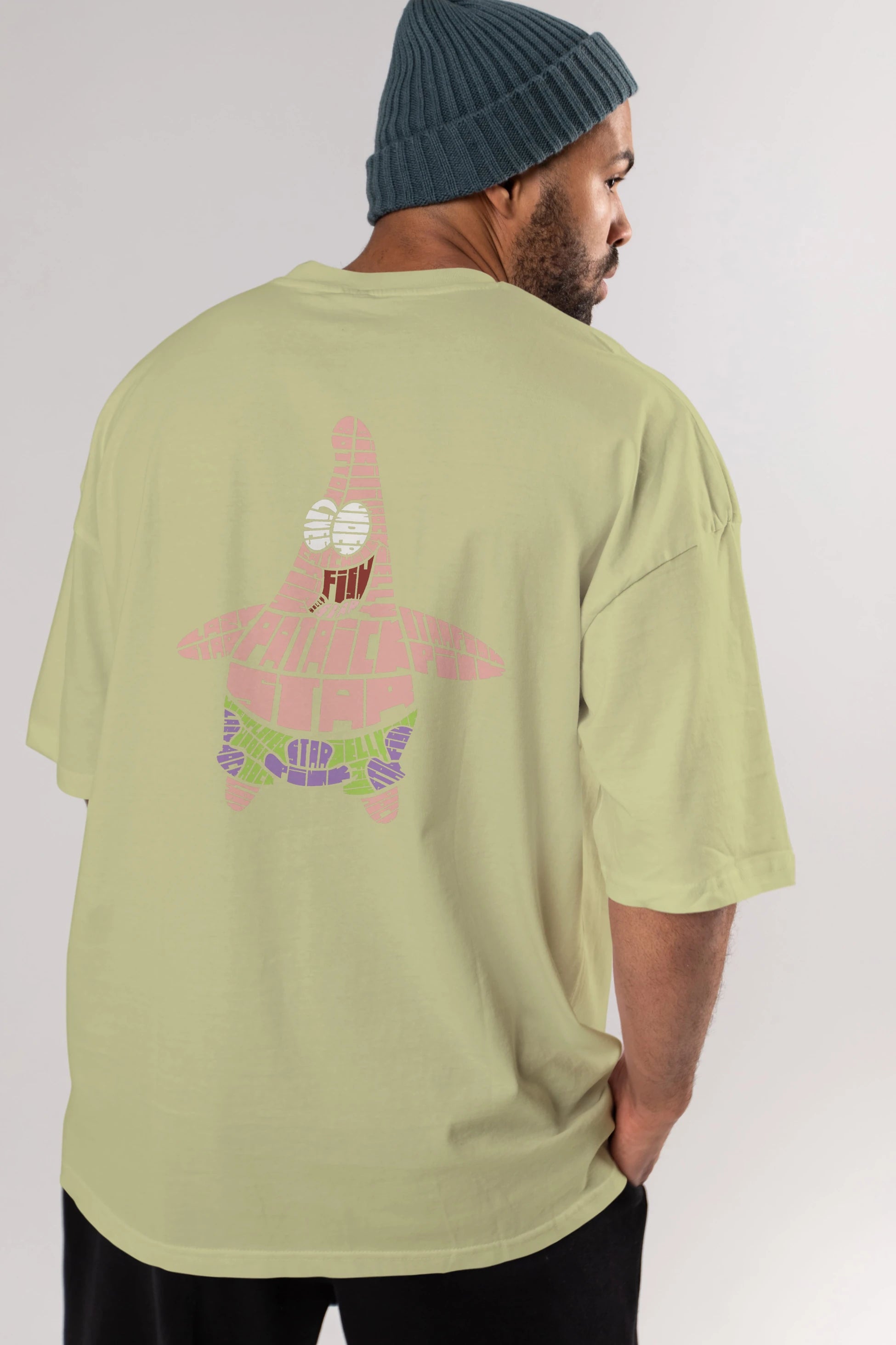Patrick Star Arka Baskılı Oversize t-shirt %100 pamuk Erkek Kadın Unisex