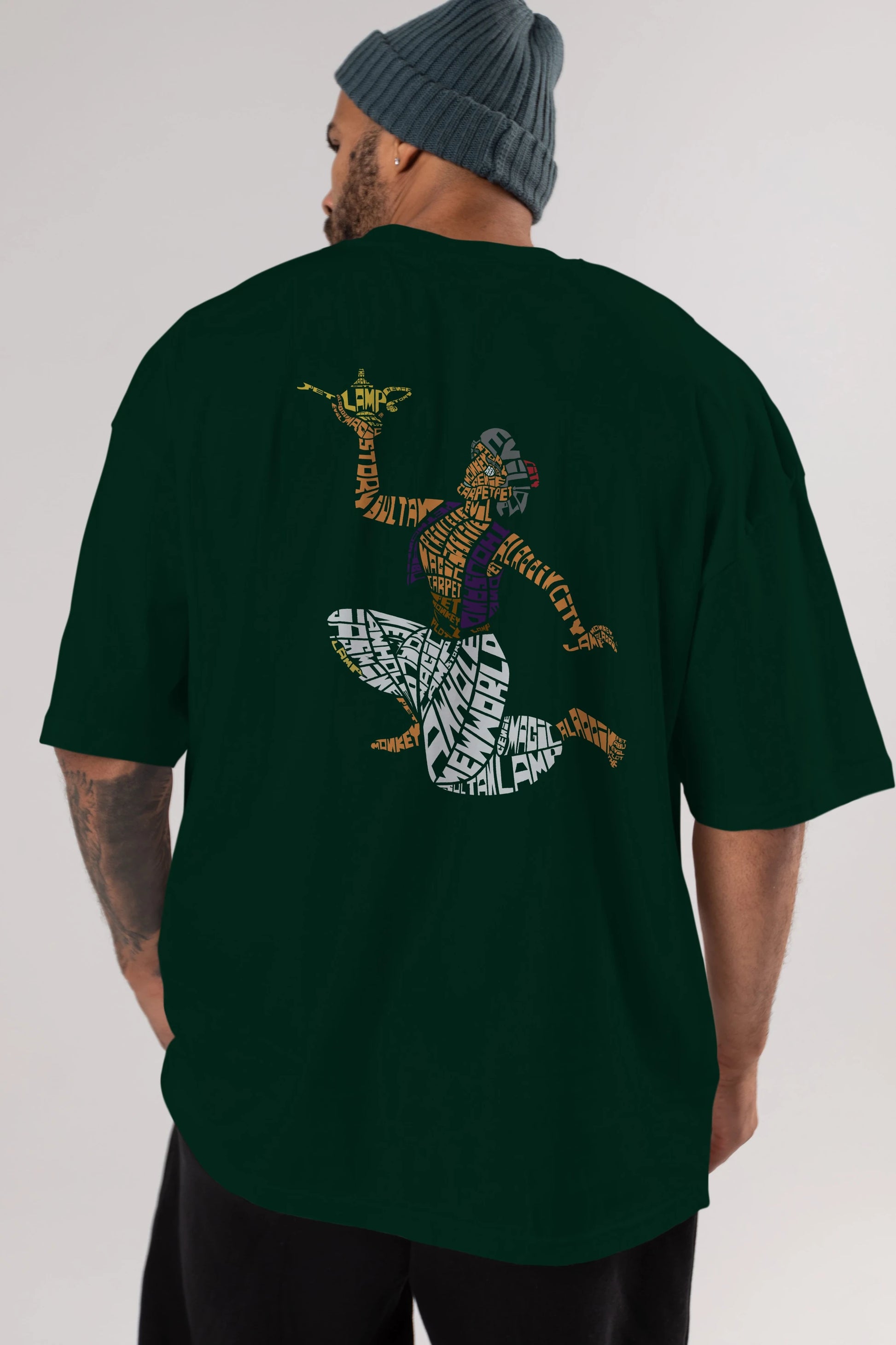 Aladdin Arka Baskılı Oversize t-shirt %100 pamuk Erkek Kadın Unisex