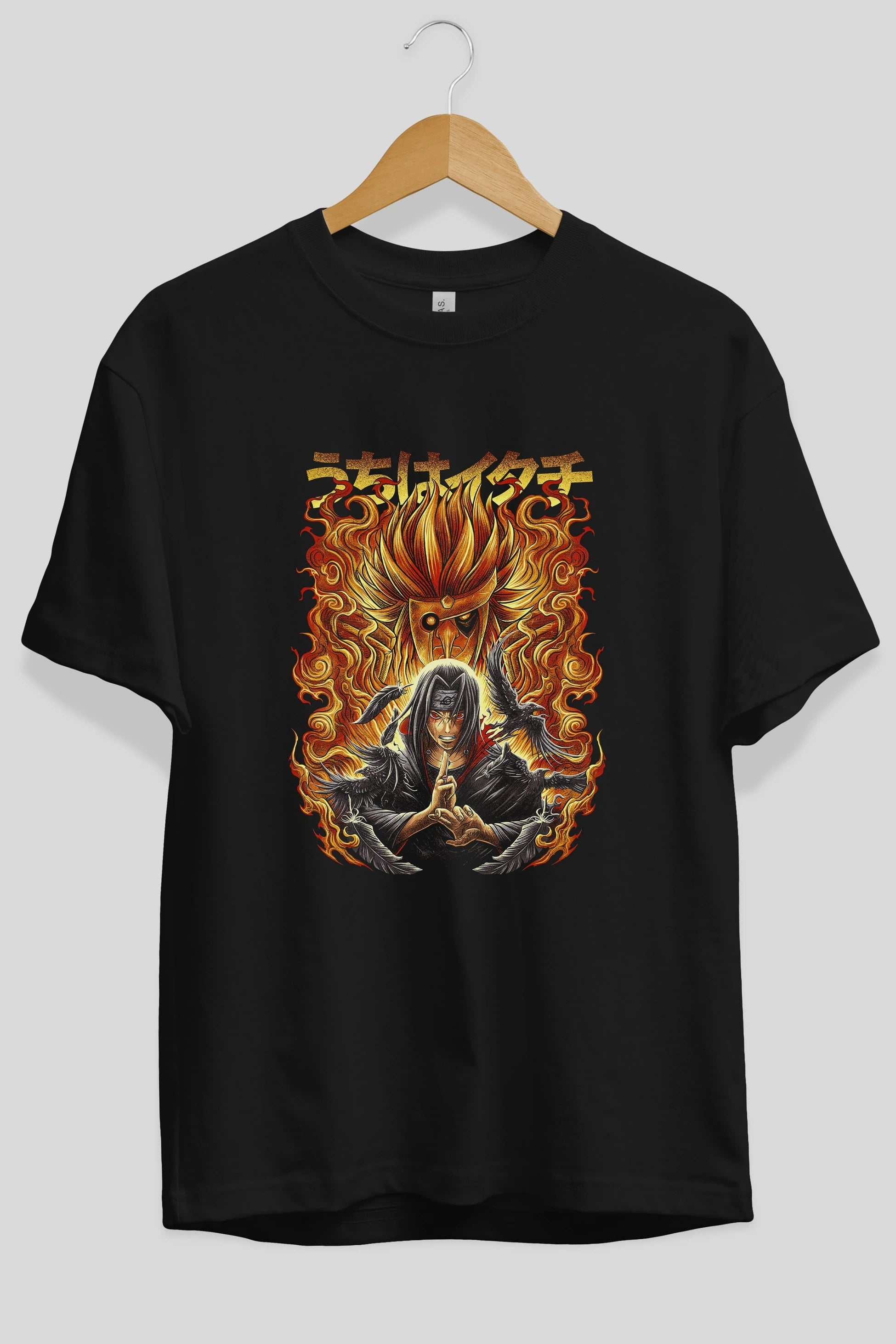 NARUTO ITACHI UCHIHA Anime Ön Baskılı Oversize t-shirt %100 pamuk Erkek Kadın Unisex