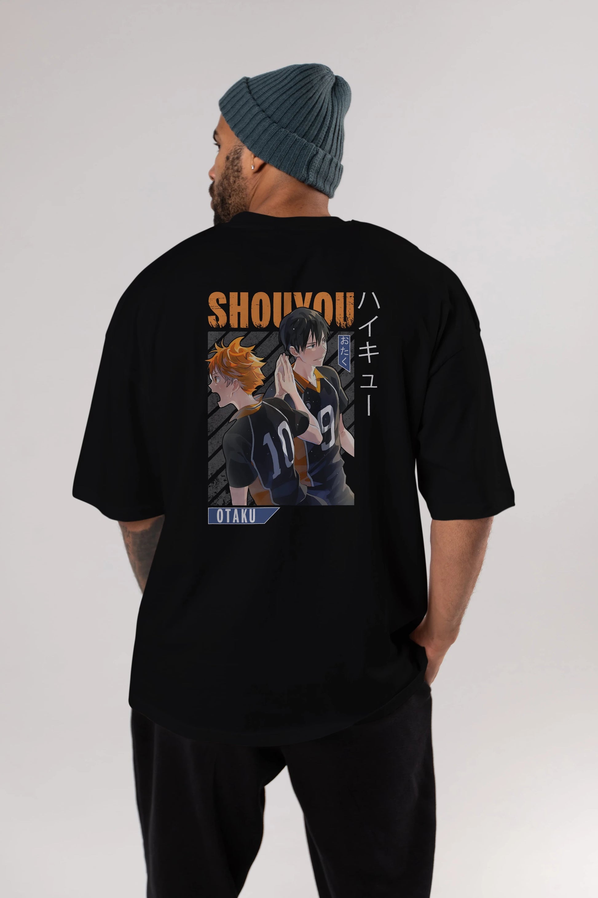 Shouyou Hinata 12 Anime Arka Baskılı Oversize t-shirt Erkek Kadın Unisex