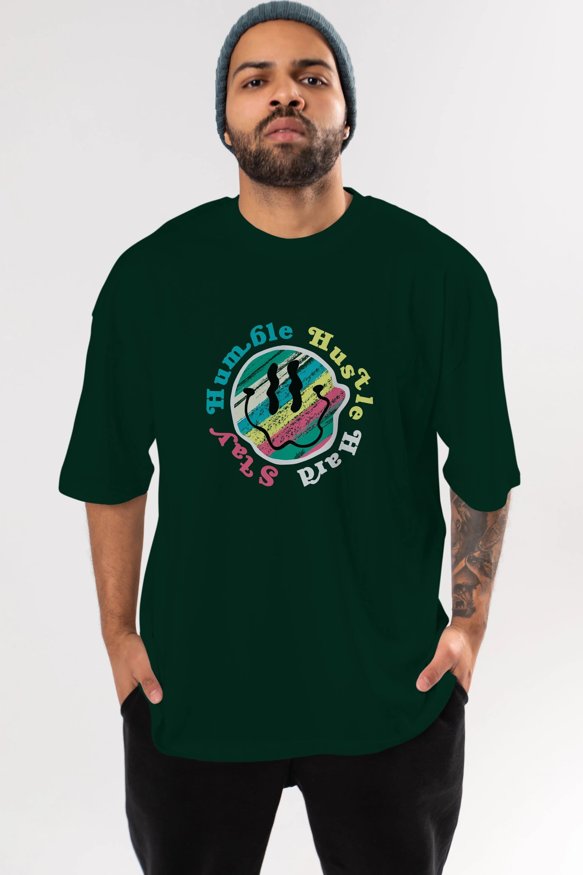 Stay Humble 2 Ön Baskılı Oversize t-shirt Erkek Kadın Unisex