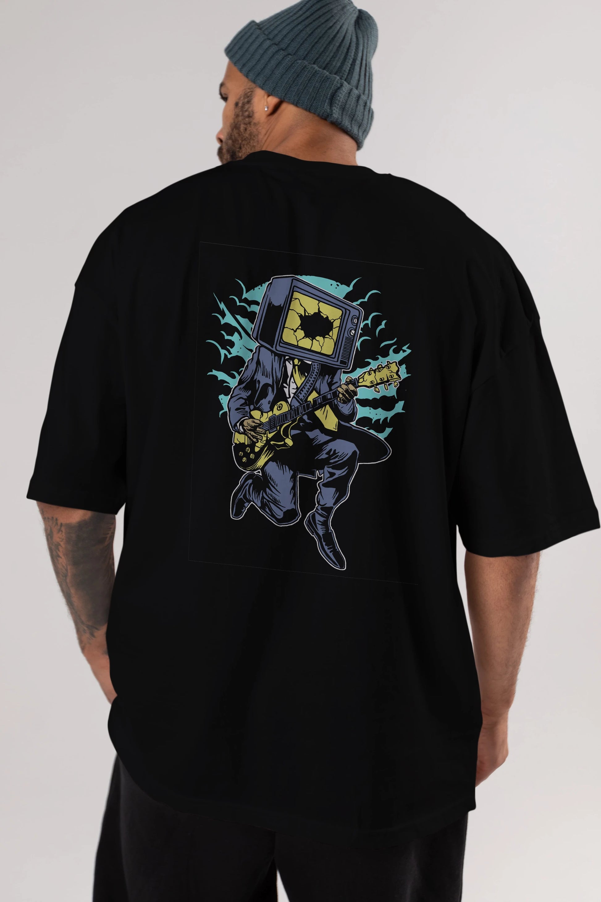Death Rock Arka Baskılı Oversize t-shirt Erkek Kadın Unisex %100 Pamuk