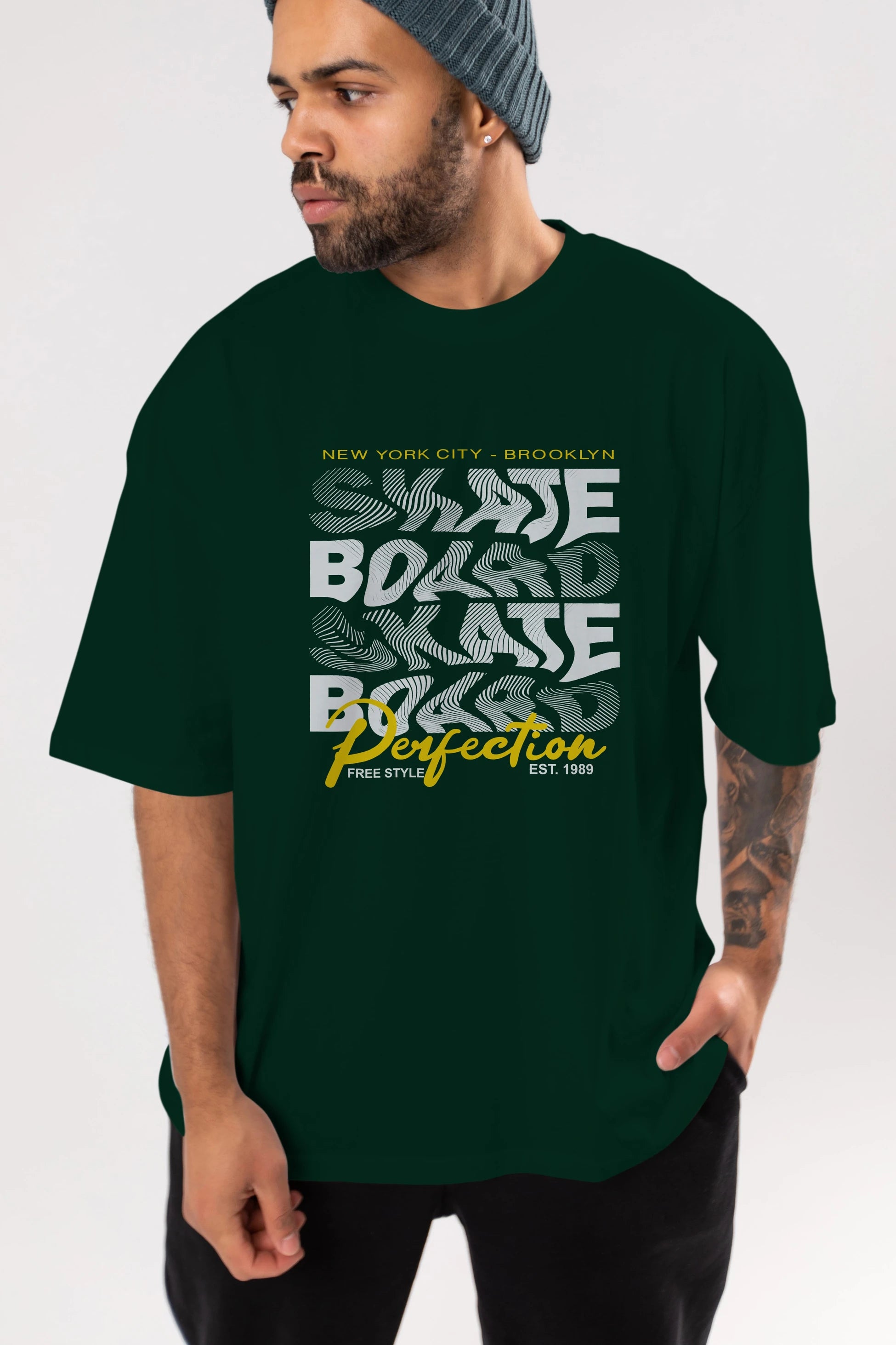 New York City and Brooklyn Ön Baskılı Oversize t-shirt Erkek Kadın Unisex