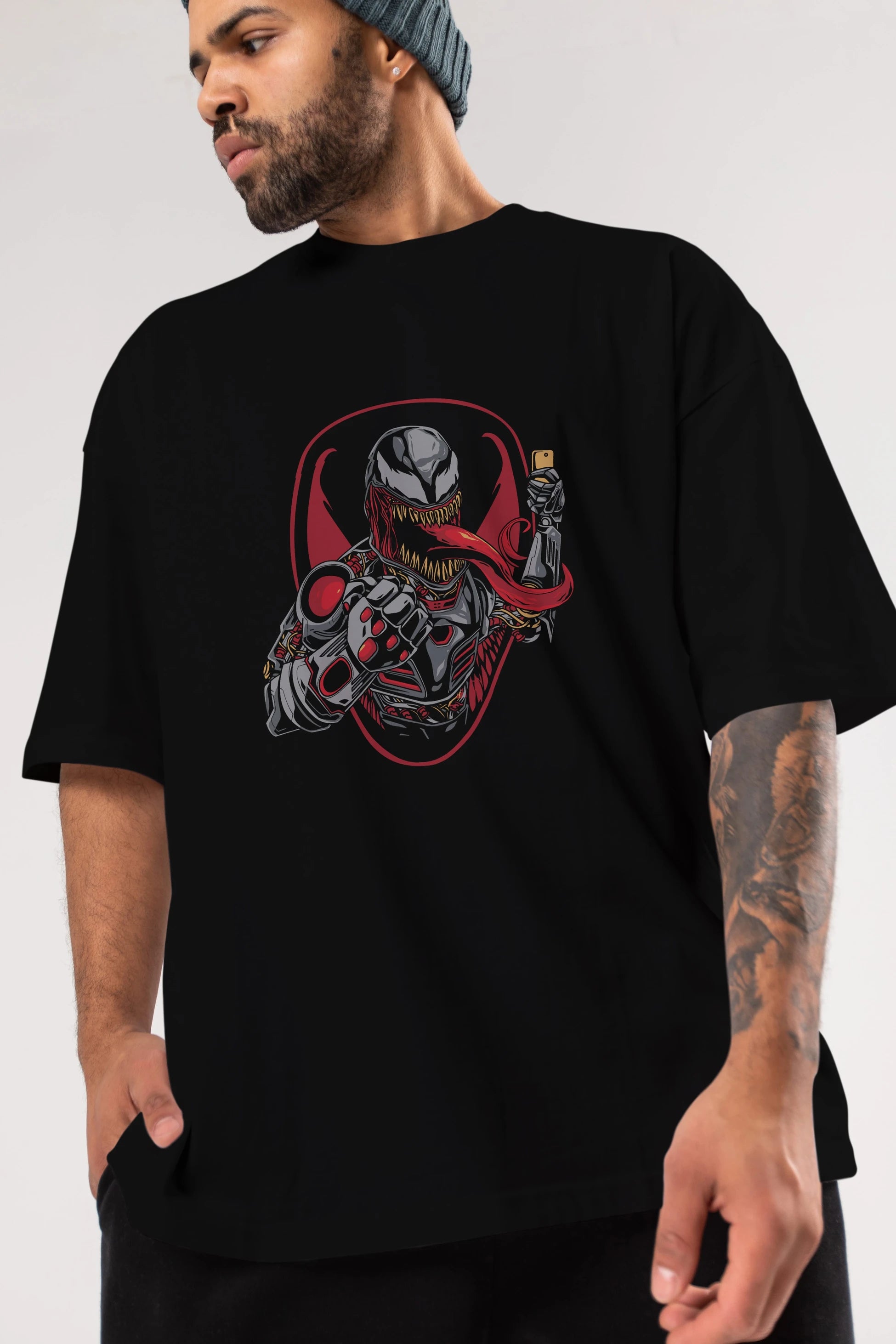 Venom (17) Ön Baskılı Oversize t-shirt Erkek Kadın Unisex %100 Pamuk Bisiklet Yaka tişort