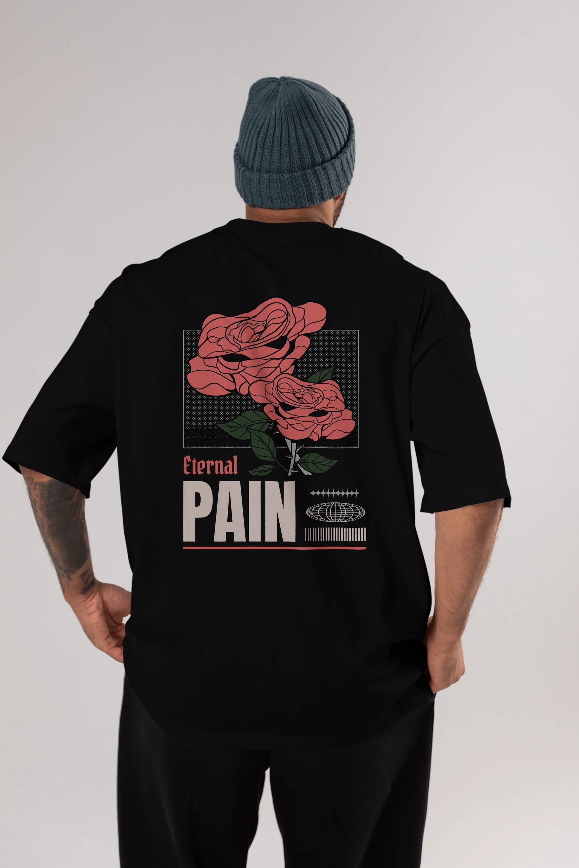 Eternal Pain Arka Baskılı Oversize t-shirt Erkek Kadın Unisex