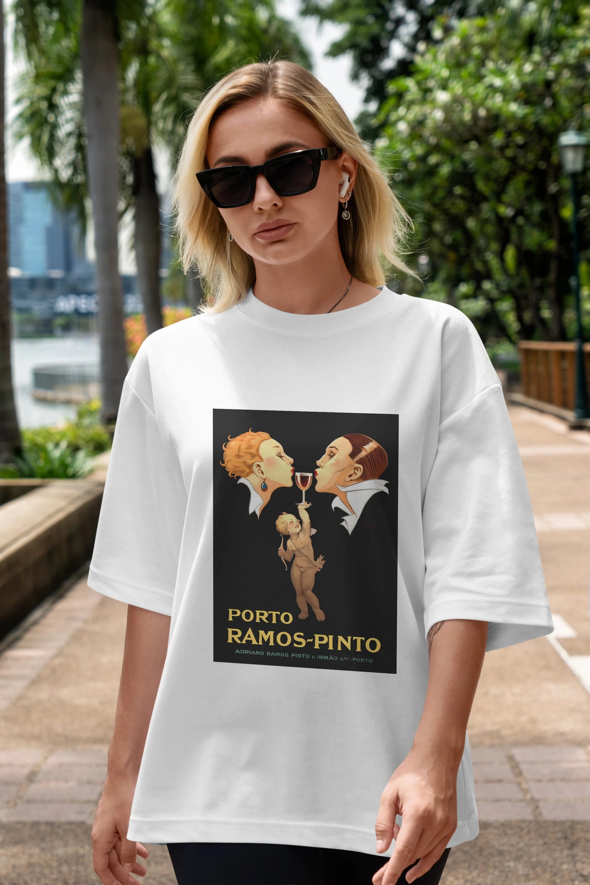 Porto Ramos Pinto Ön Baskılı Oversize t-shirt Erkek Kadın Unisex %100 Pamuk Bisiklet Yaka tişort