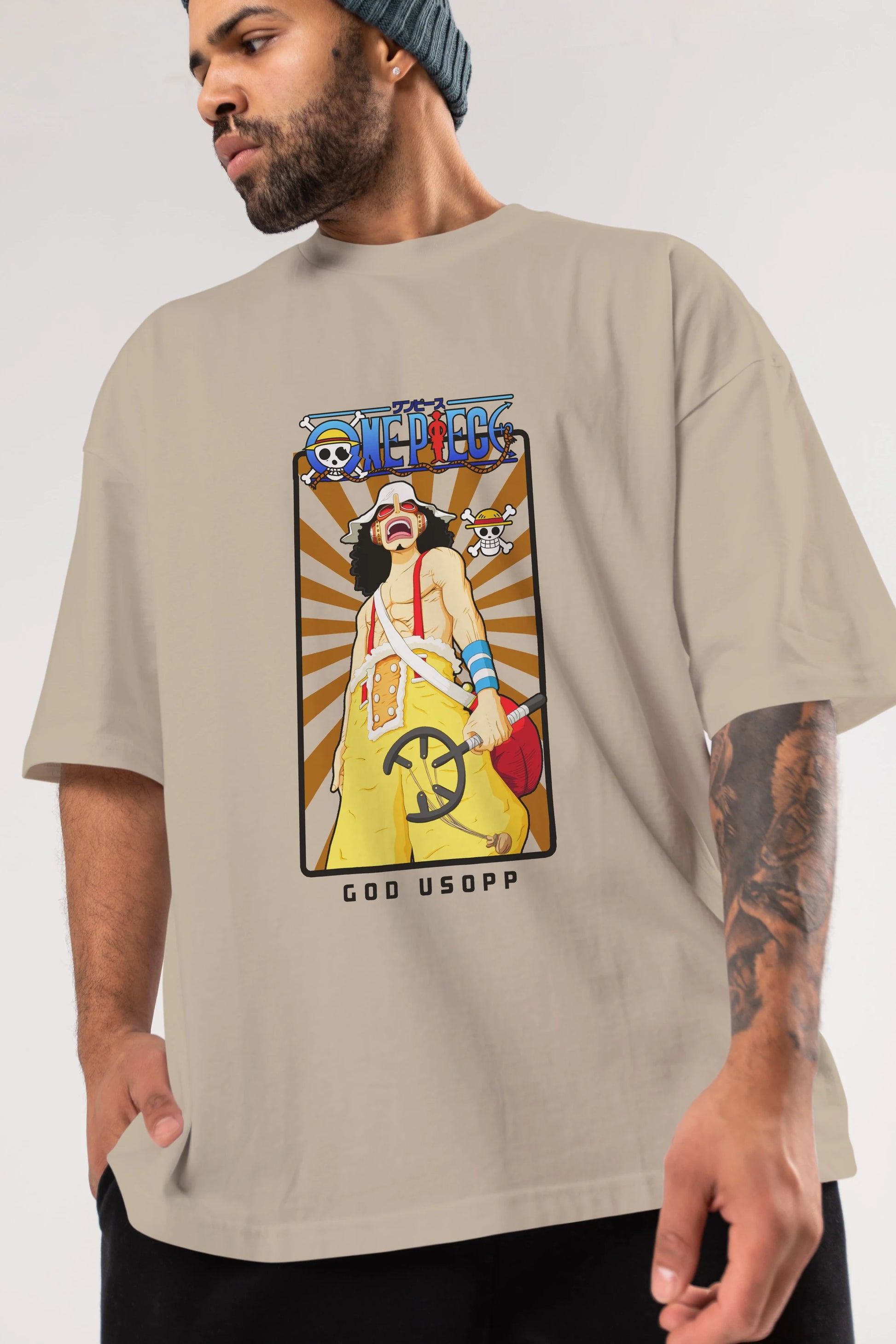 Usopp Anime Ön Baskılı Oversize t-shirt Erkek Kadın Unisex