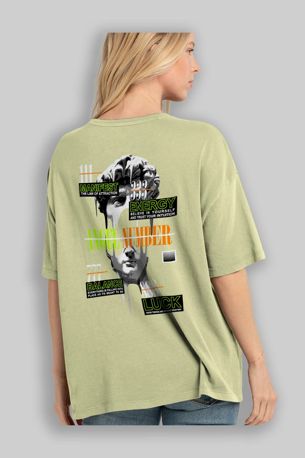 Angel Number Arka Baskılı Oversize t-shirt Erkek Kadın Unisex