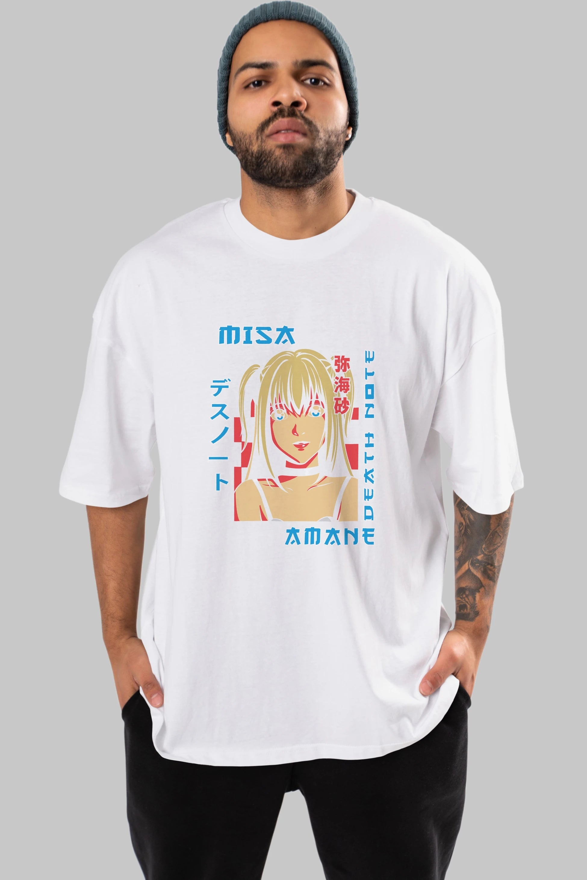 MISA-DEATH NOTE Anime Ön Baskılı Oversize t-shirt %100 pamuk Erkek Kadın Unisex