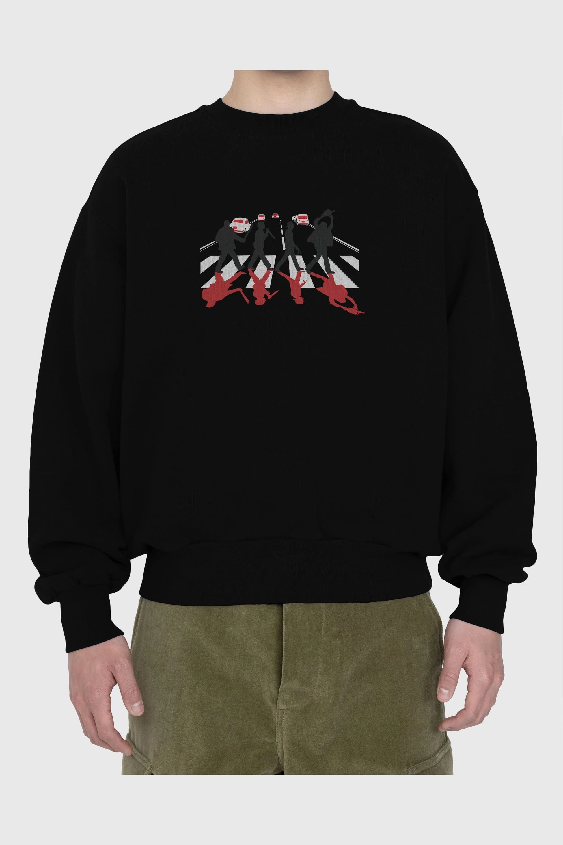 Abbey Road Killer Red Ön Baskılı Oversize Sweatshirt Erkek Kadın Unisex