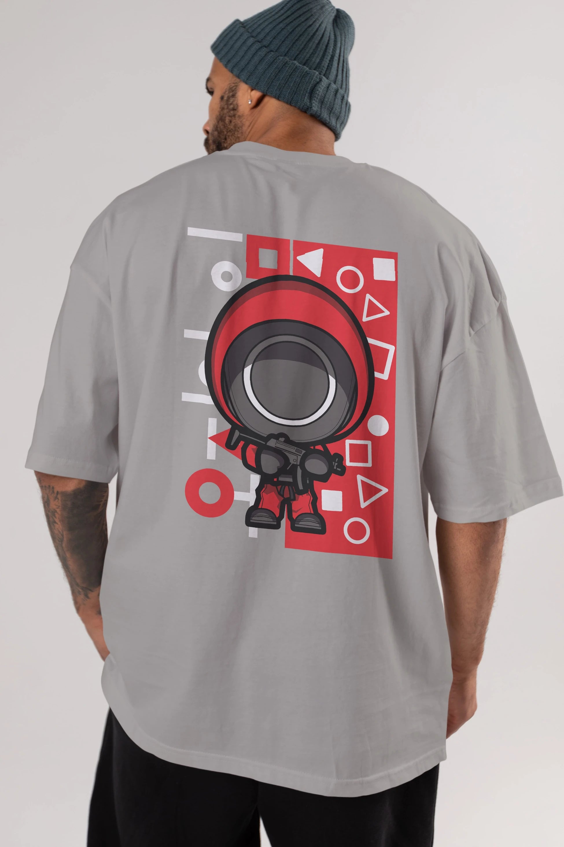 Squid Game (4) Arka Baskılı Oversize t-shirt Erkek Kadın Unisex %100 Pamuk Bisiklet Yaka tişort