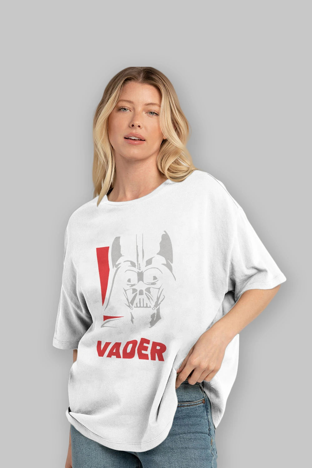 Darth Vader Ön Baskılı Oversize t-shirt Erkek Kadın Unisex %100 Pamuk Bisiklet Yaka tişort