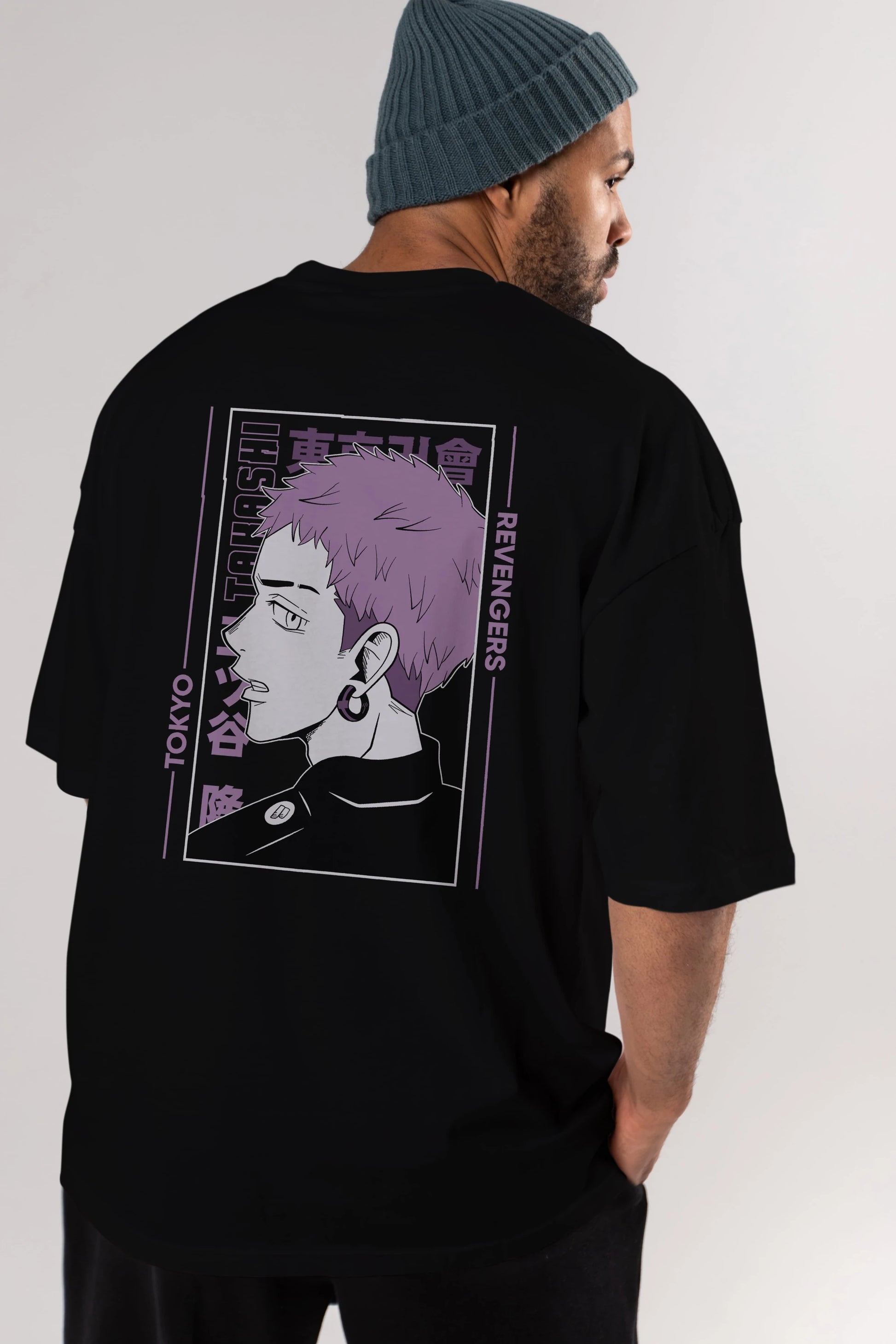 Takashi Mitsuya Anime Arka Baskılı Oversize t-shirt Erkek Kadın Unisex