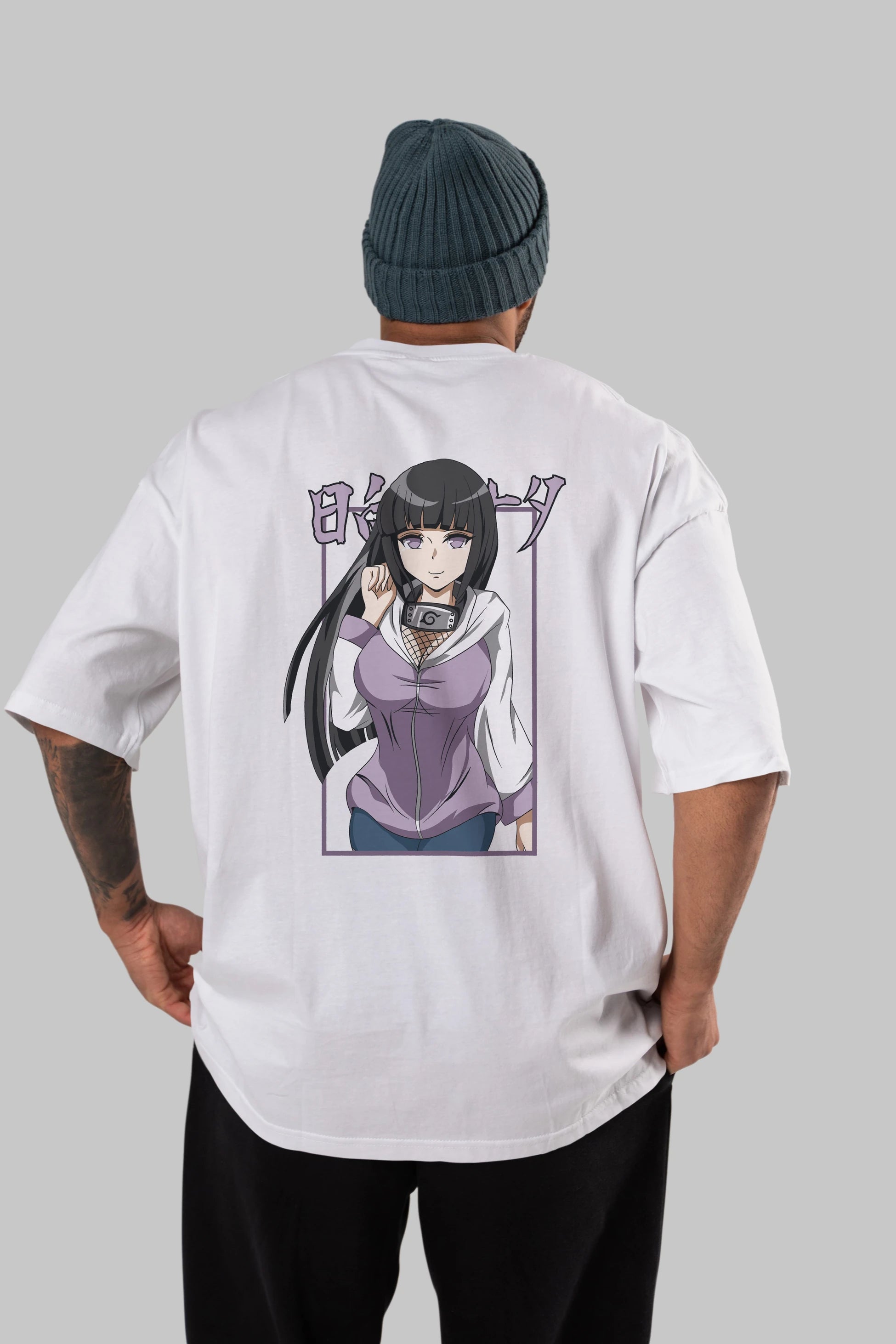 Hinata NARUTO Anime Arka Baskılı Oversize t-shirt Erkek Kadın Unisex