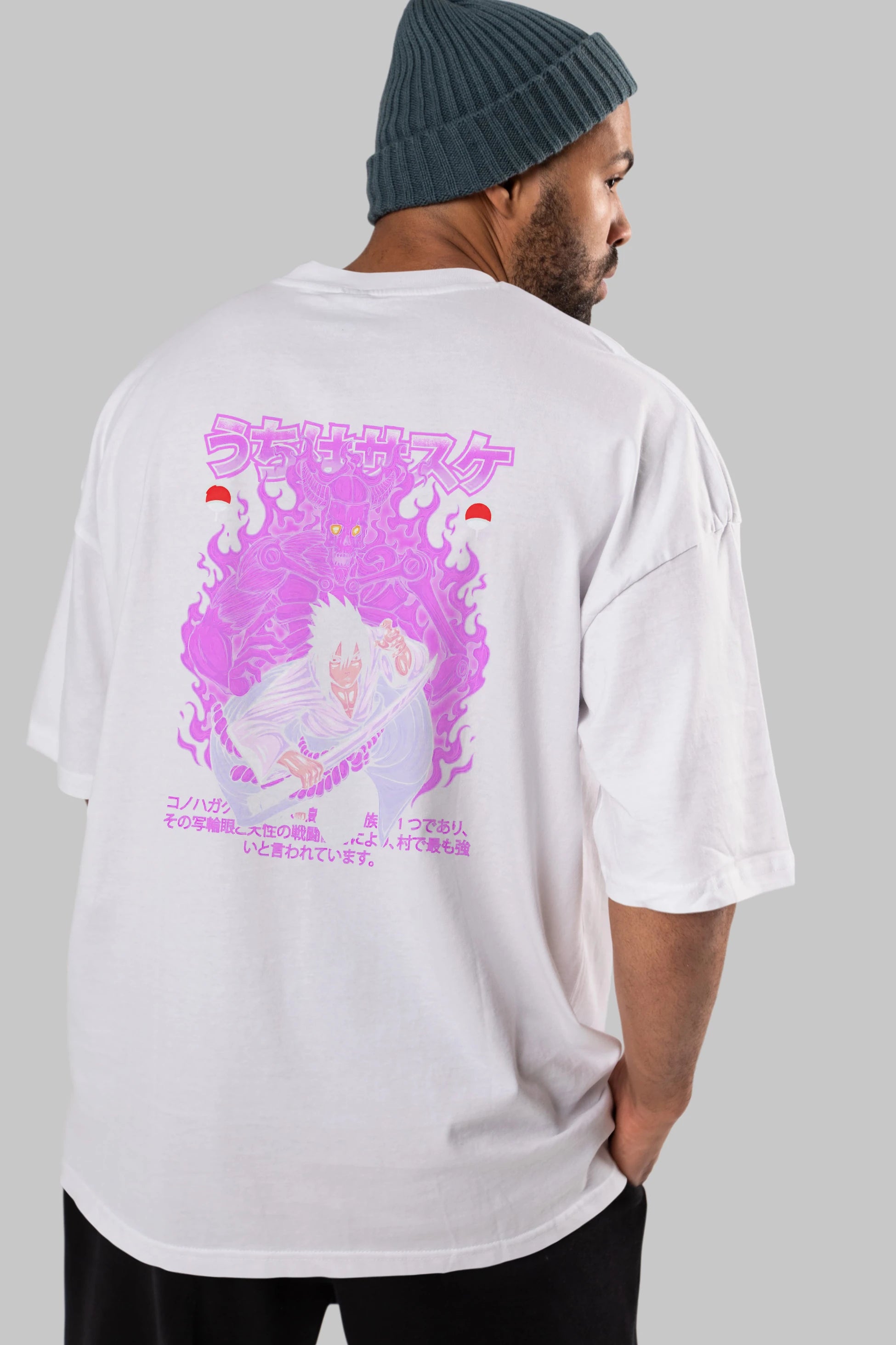 SASUKE UCHIHA NARUTO Anime Arka Baskılı Oversize t-shirt Erkek Kadın Unisex