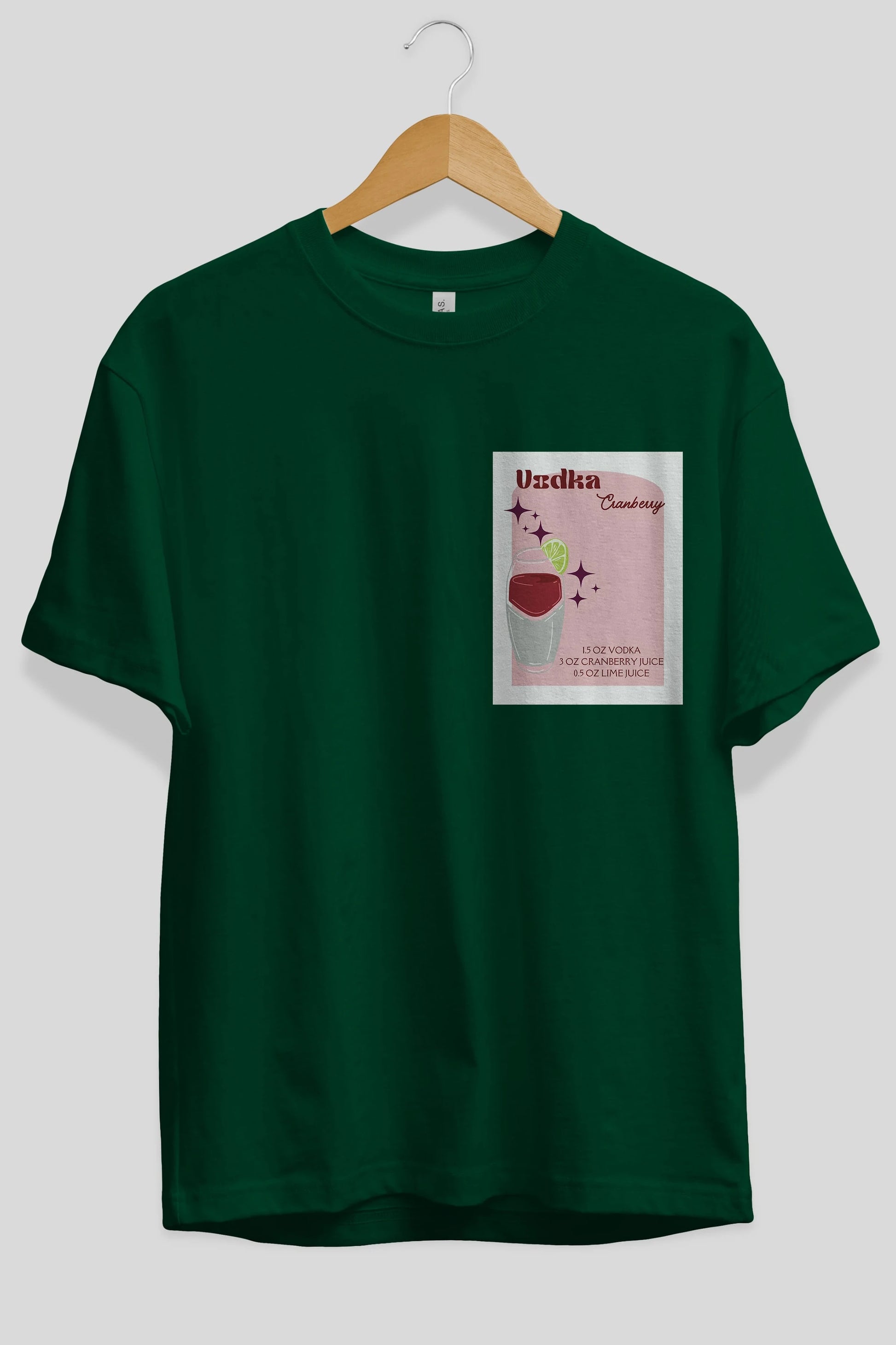 Vodka Cranberry 2 Ön Sol Baskılı Oversize t-shirt Erkek Kadın Unisex %100 Pamuk Bisiklet Yaka tişort
