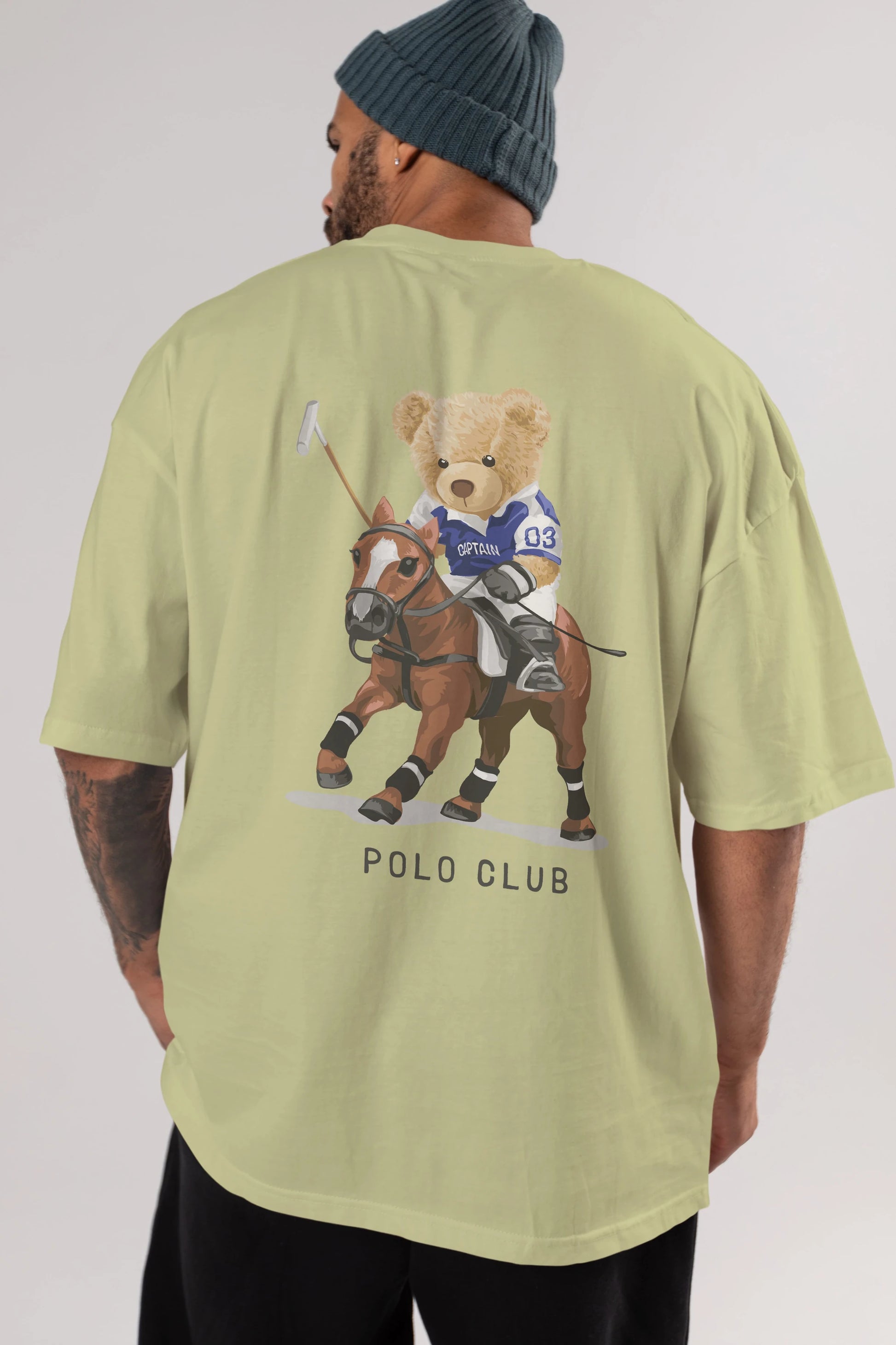 Teddy Bear Polo Club Arka Baskılı Oversize t-shirt Erkek Kadın Unisex %100 Pamuk