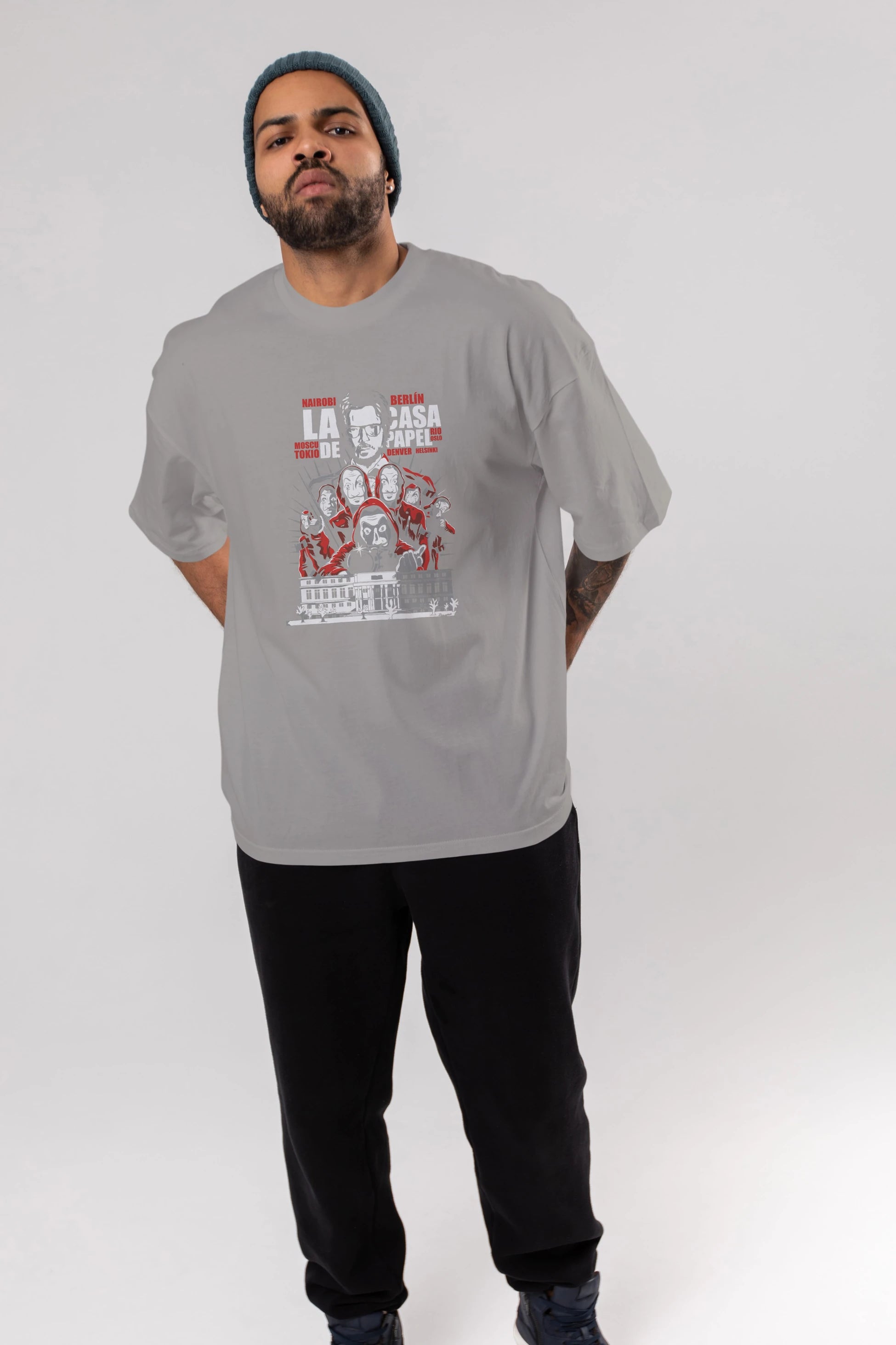 La Casa De Papel (2) Ön Baskılı Oversize t-shirt Erkek Kadın Unisex %100 Pamuk Bisiklet Yaka tişort