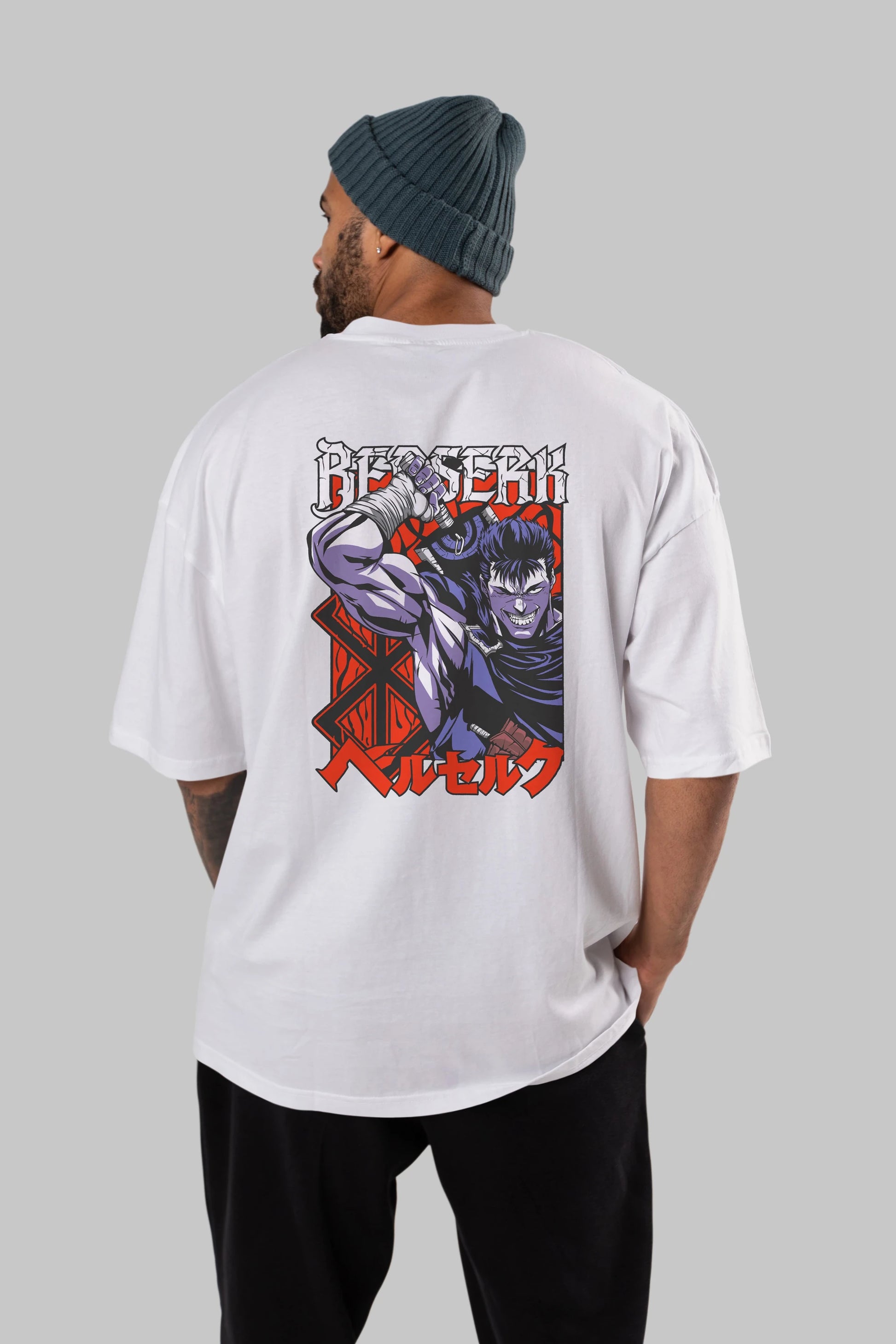 GUTS berserk Anime Arka Baskılı Oversize t-shirt Erkek Kadın Unisex