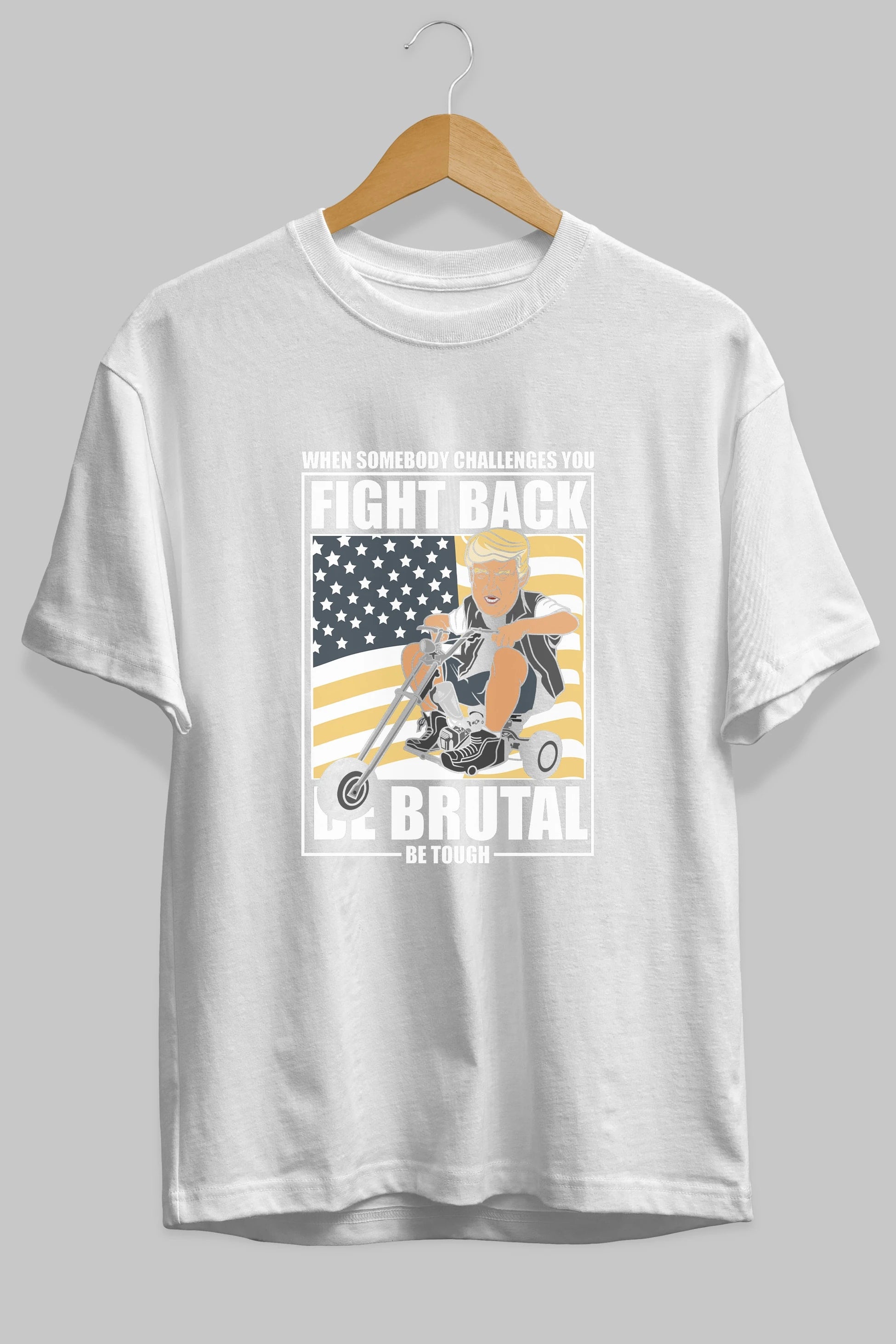 Trump Biker Ön Baskılı Oversize t-shirt Erkek Kadın Unisex %100 Pamuk tişort