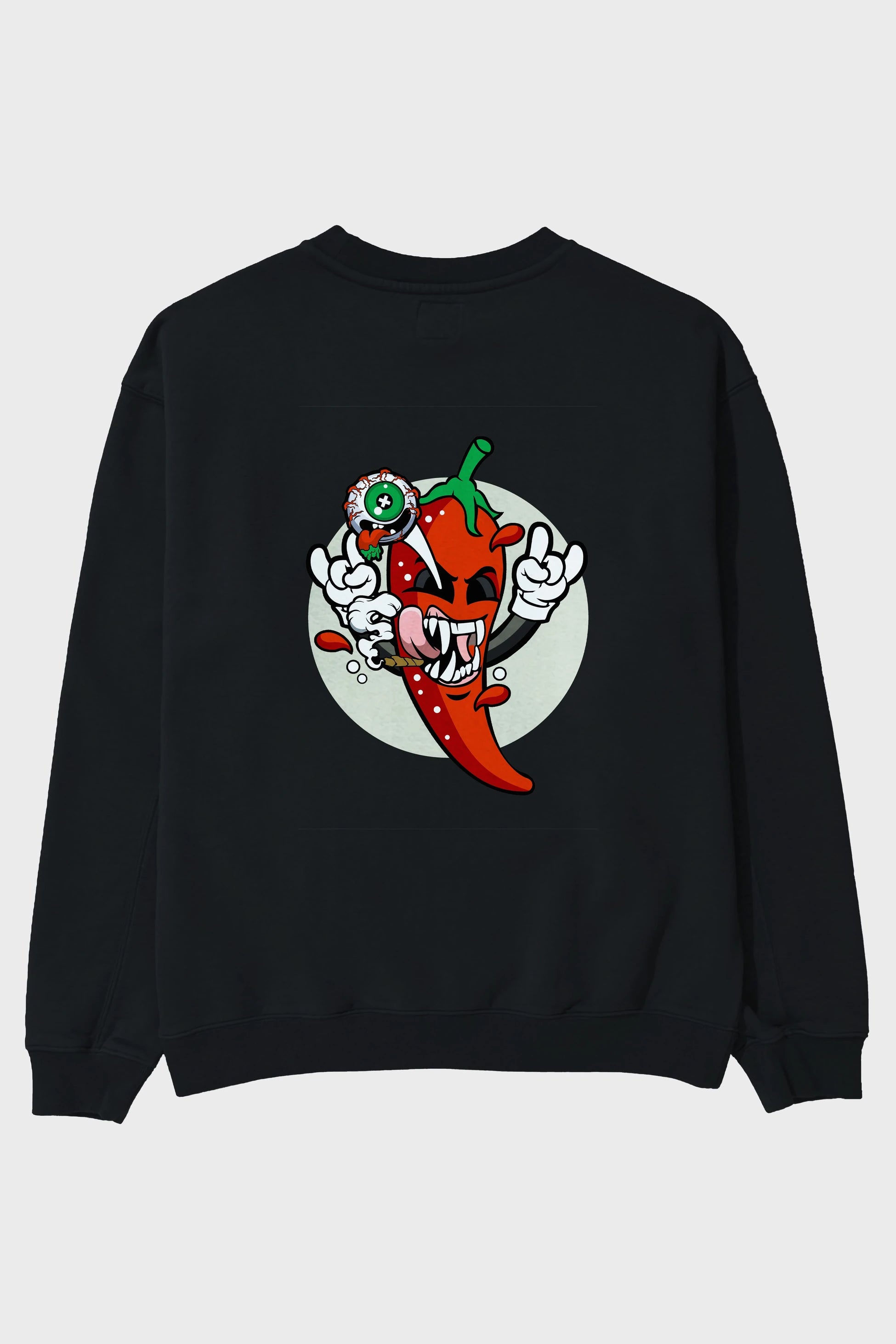Chili Monster Arka Baskılı Oversize Sweatshirt Erkek Kadın Unisex