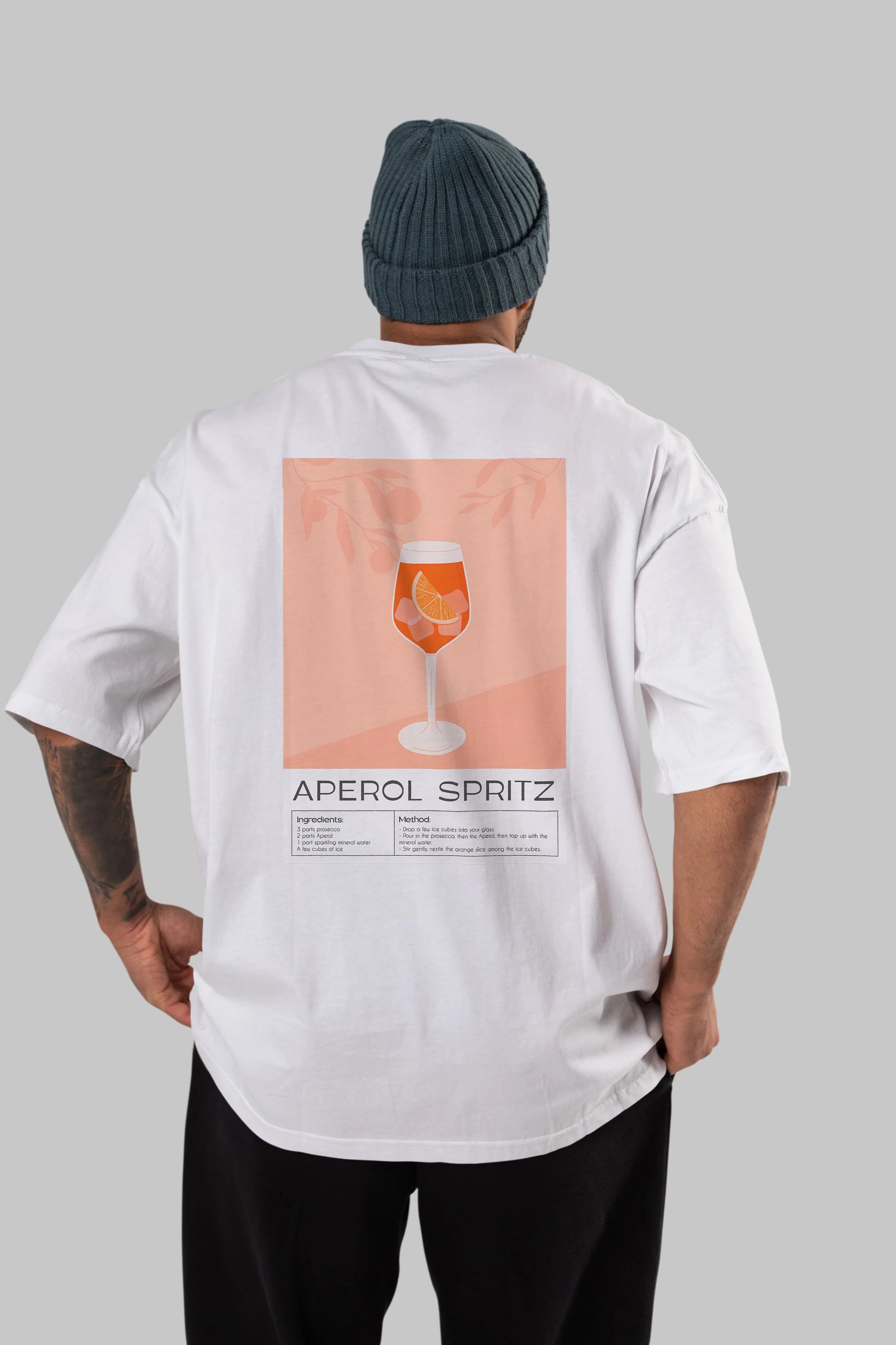 Aperol Spritz 7 Arka Baskılı Oversize t-shirt Erkek Kadın Unisex %100 Pamuk Bisiklet Yaka tişort
