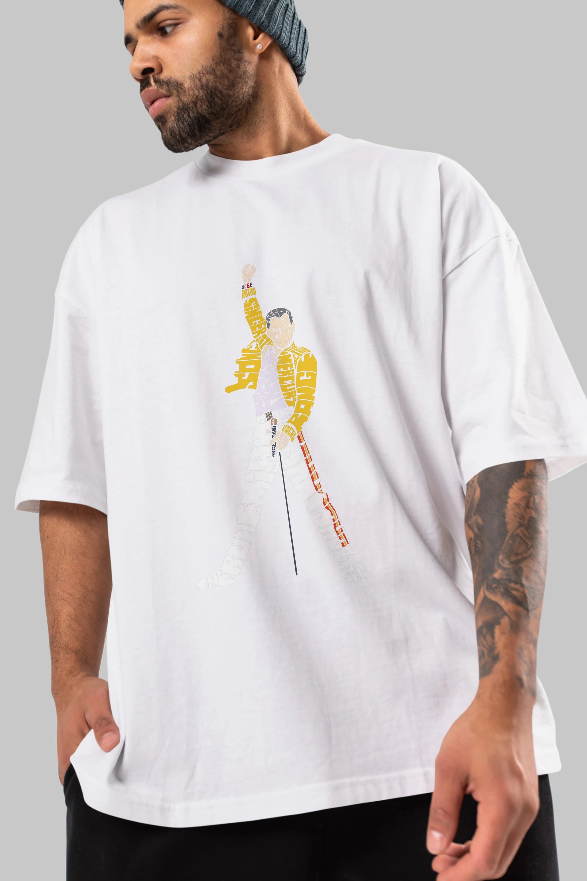 Freddy Mercury Ön Baskılı Oversize t-shirt %100 pamuk Erkek Kadın Unisex