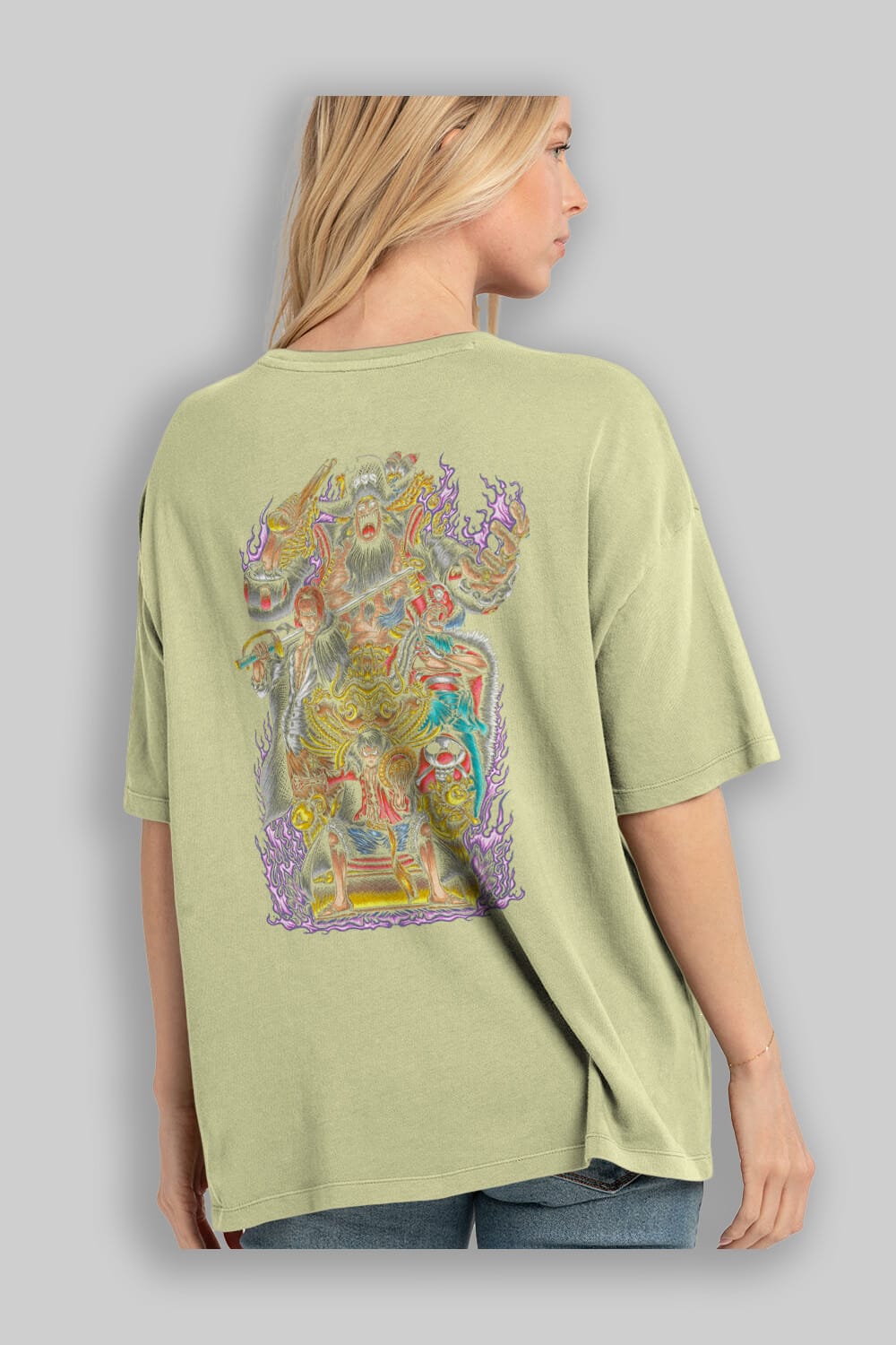 ONE PIECE (8) Anime Arka Baskılı Oversize t-shirt Erkek Kadın Unisex
