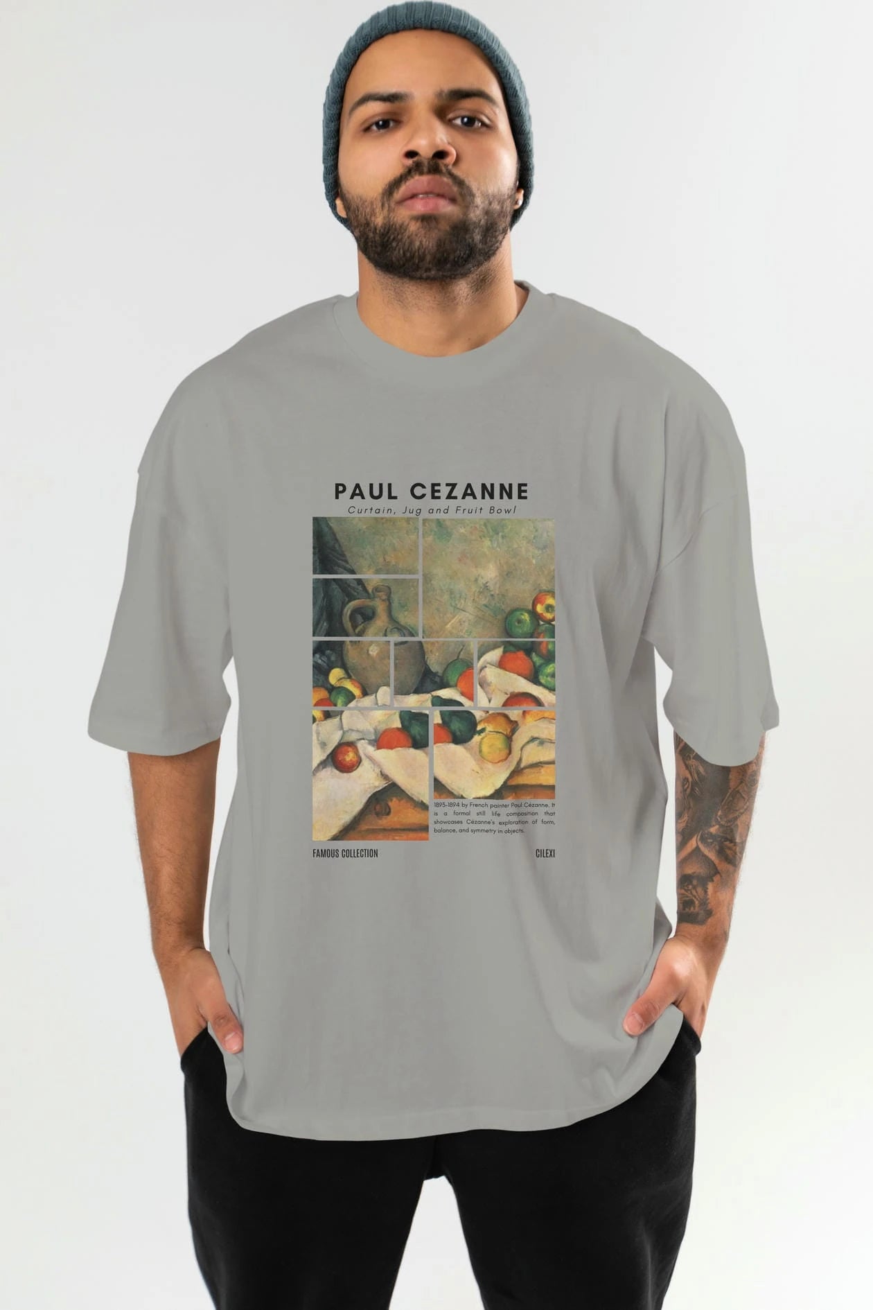 Paul Cezanne Curtain ön Baskılı Oversize t-shirt Erkek Kadın Bisiklet Yaka Pamuk tişort