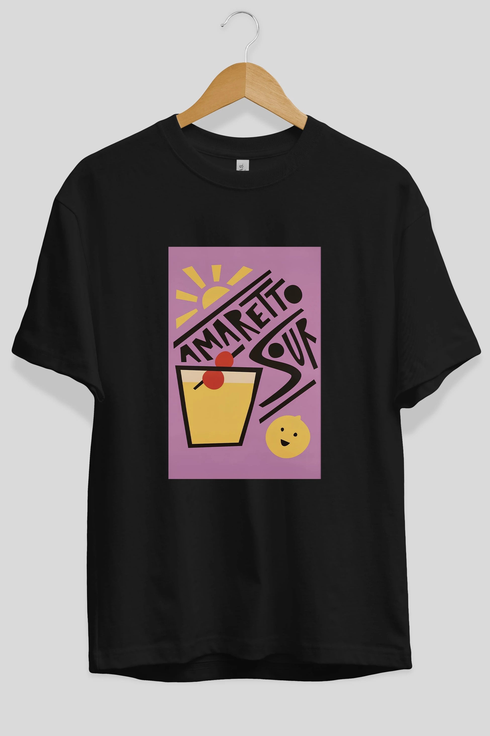 Amaretto Sour Ön Baskılı Oversize t-shirt Erkek Kadın Unisex %100 Pamuk Bisiklet Yaka tişort