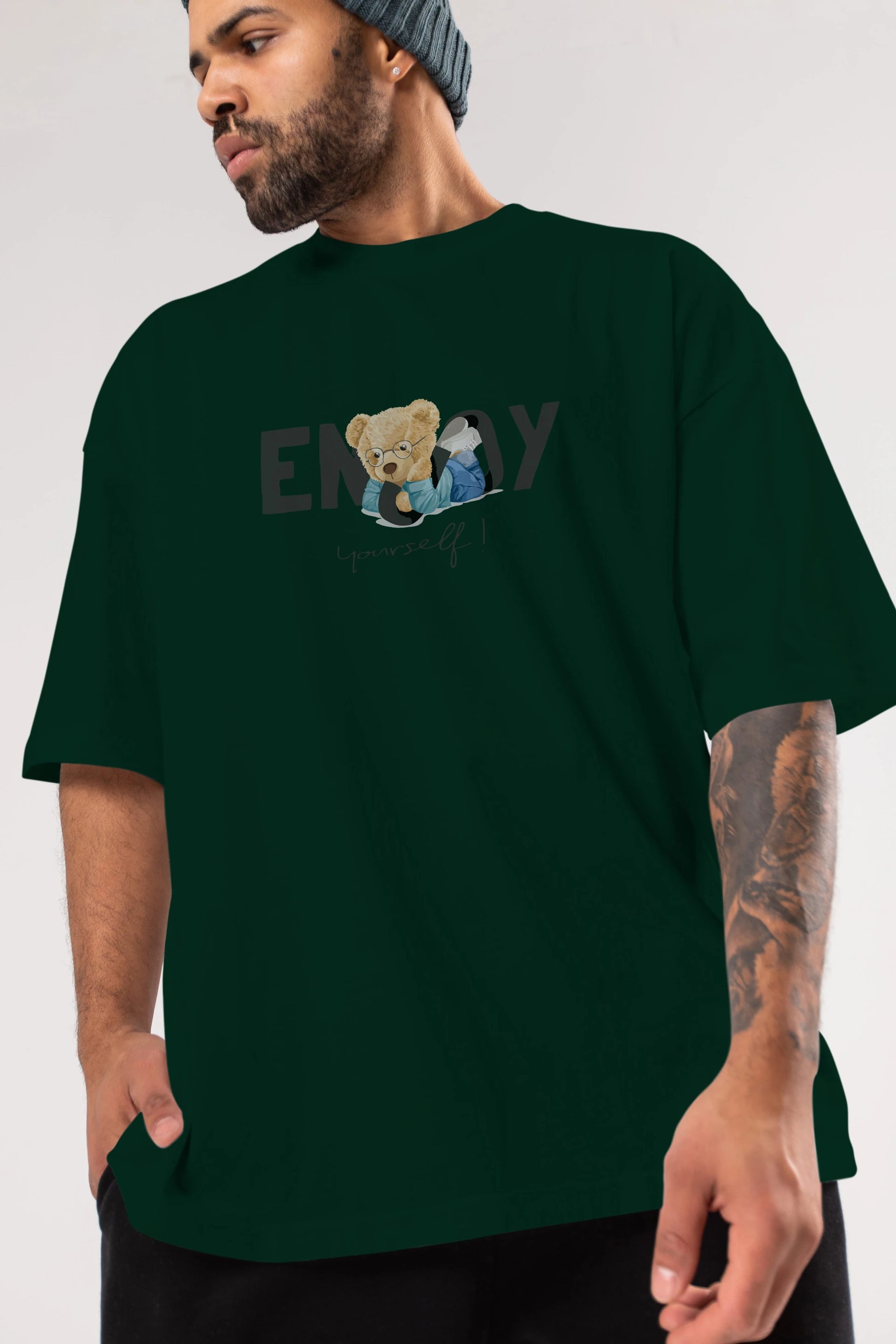 Teddy Bear Yourself Ön Baskılı Oversize t-shirt Erkek Kadın Unisex %100 Pamuk