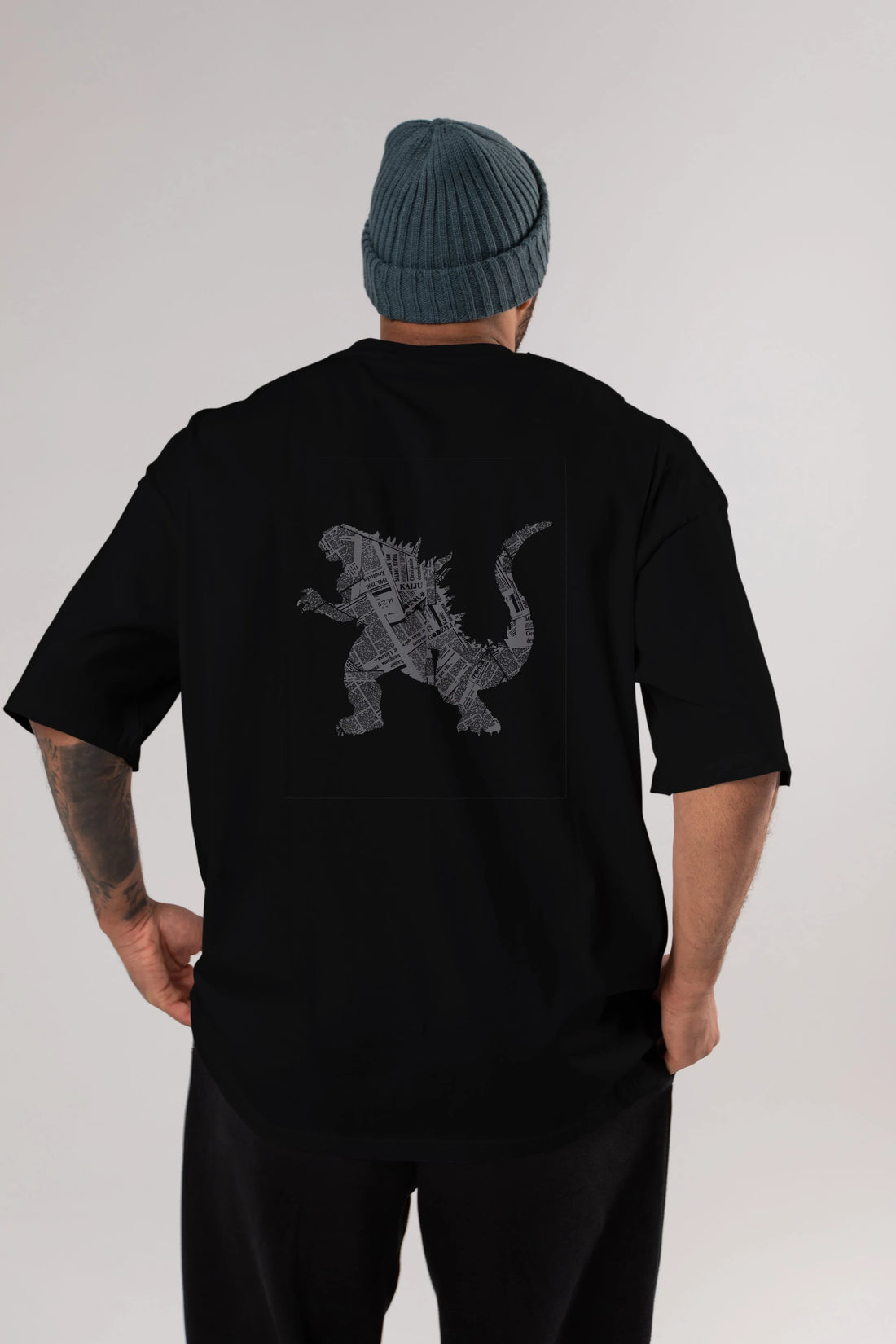 Kaiju Arka Baskılı Oversize t-shirt %100 pamuk Erkek Kadın Unisex