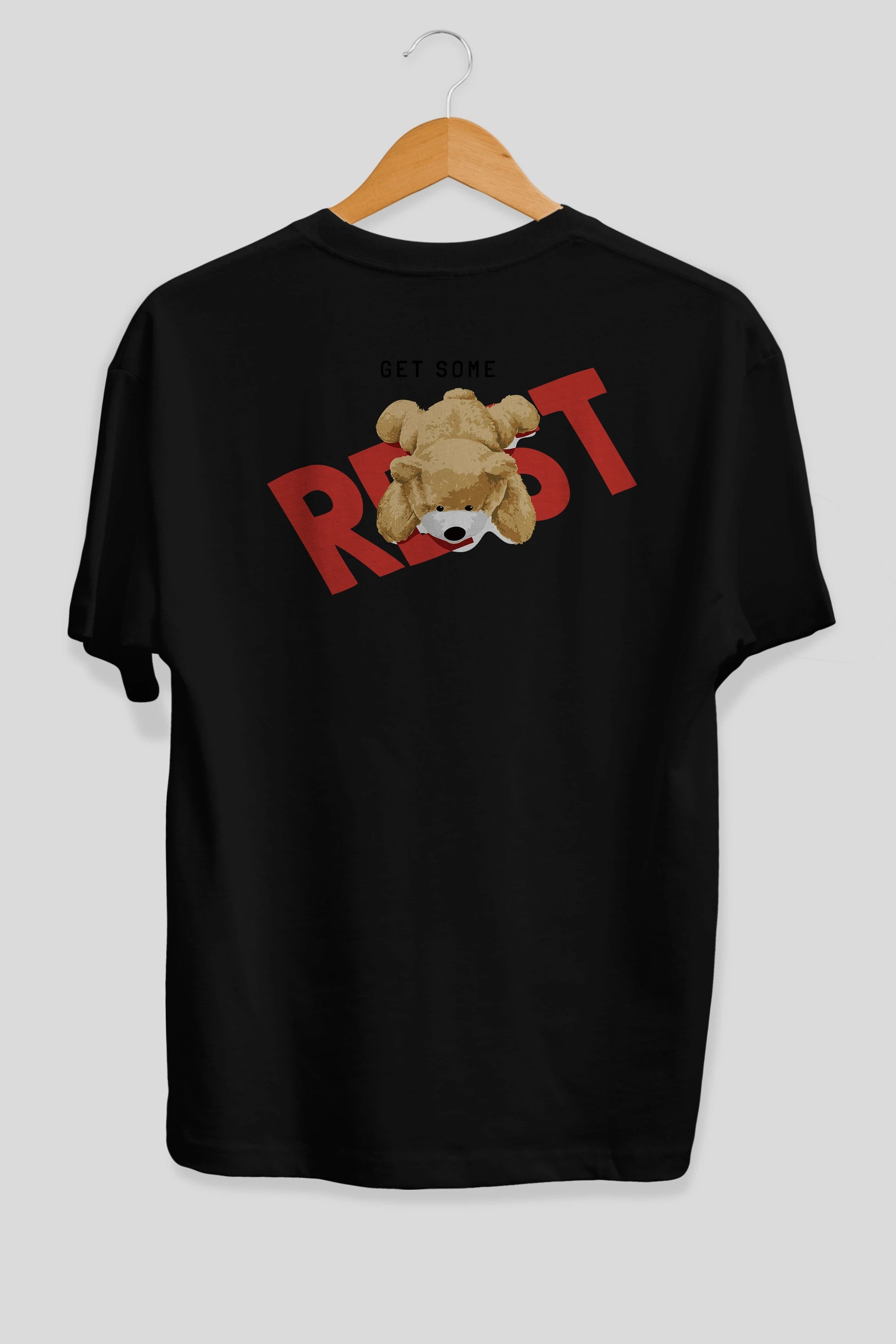 Teddy Bear Rest Arka Baskılı Oversize t-shirt Erkek Kadın Unisex %100 Pamuk