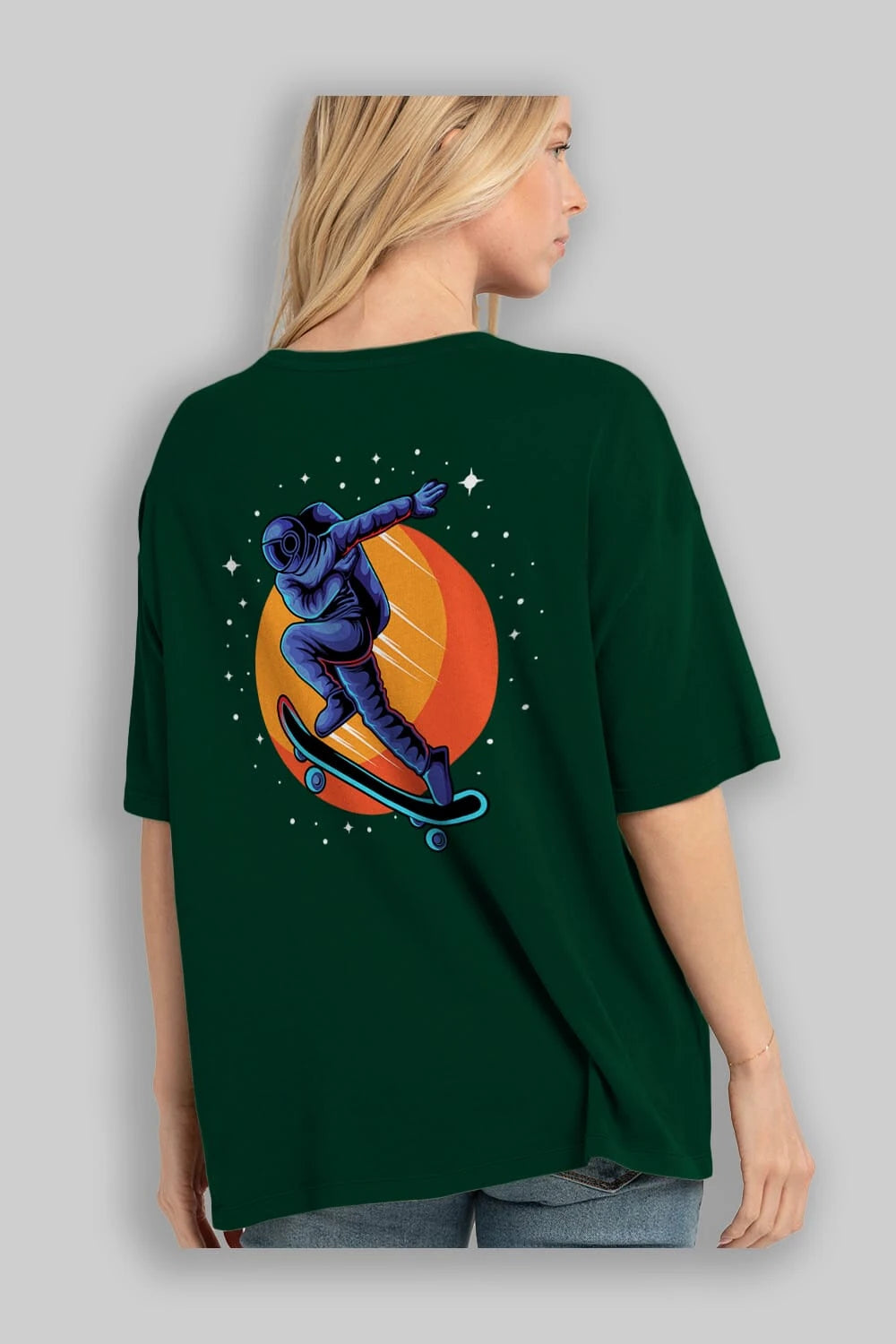 Astroskate Run Arka Baskılı Oversize t-shirt Erkek Kadın Unisex
