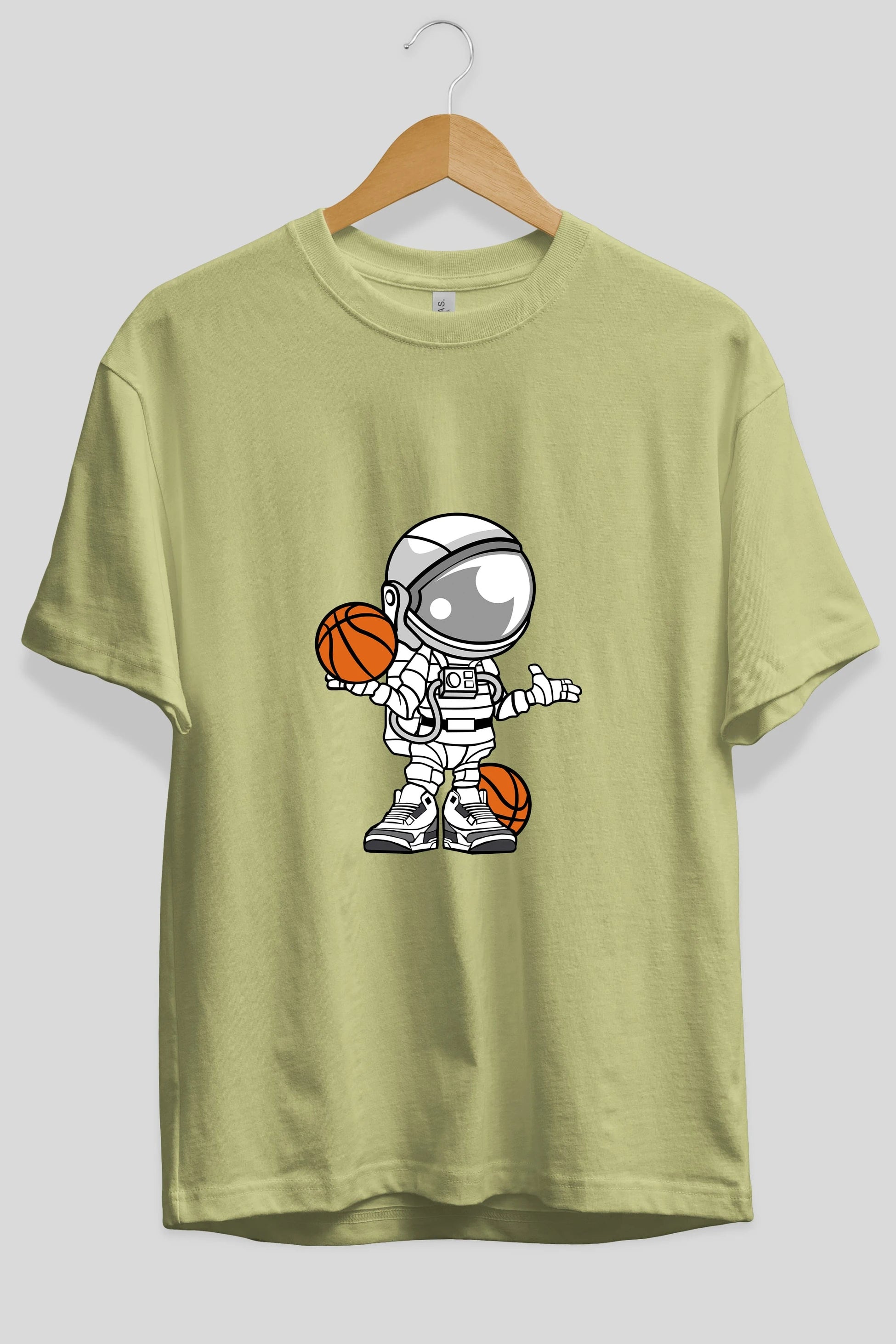 Astronaut Basketball Player Ön Baskılı Oversize t-shirt Erkek Kadın Unisex %100 Pamuk tişort