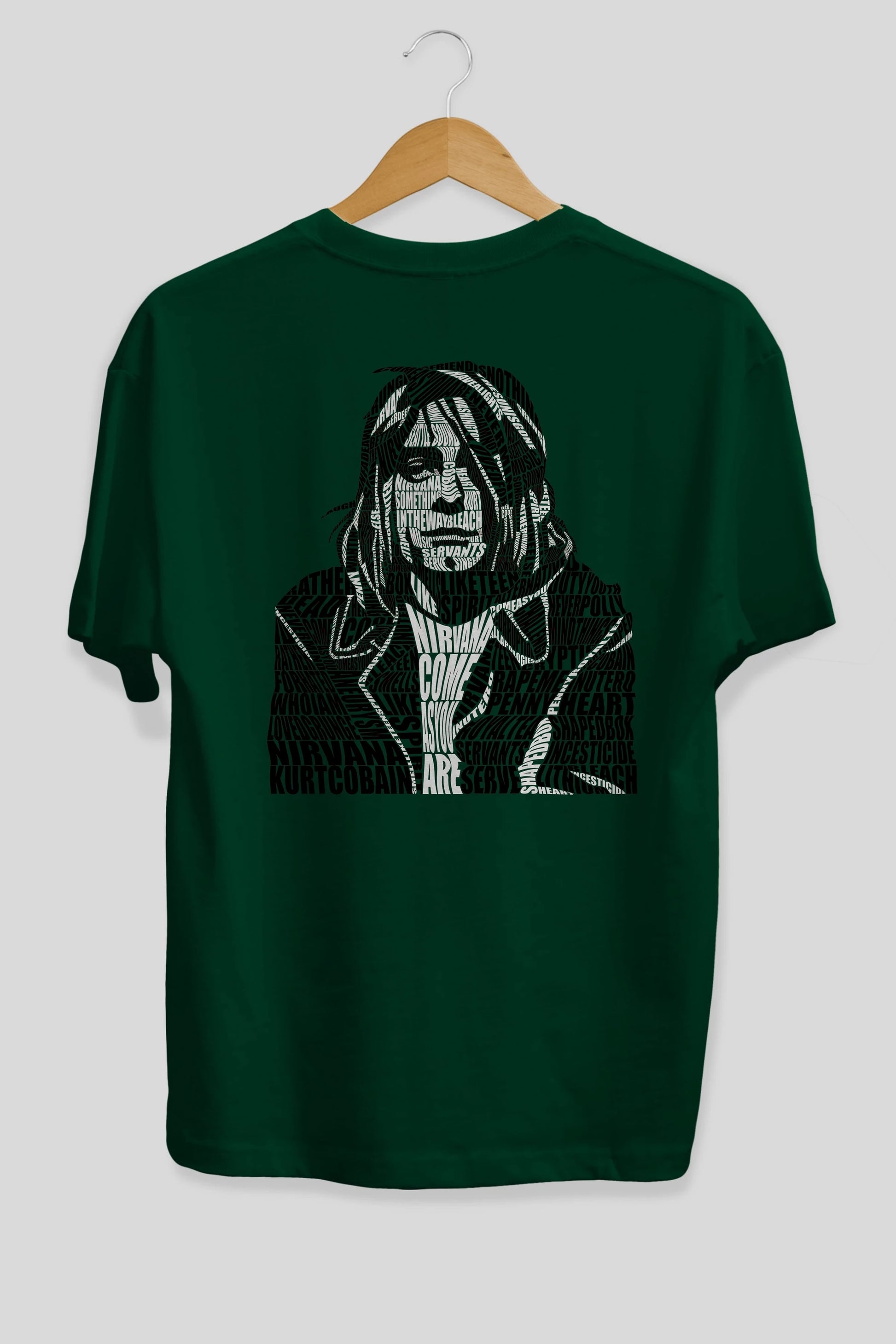 Kurt Cobain Calligram Arka Baskılı Oversize t-shirt %100 pamuk Erkek Kadın Unisex