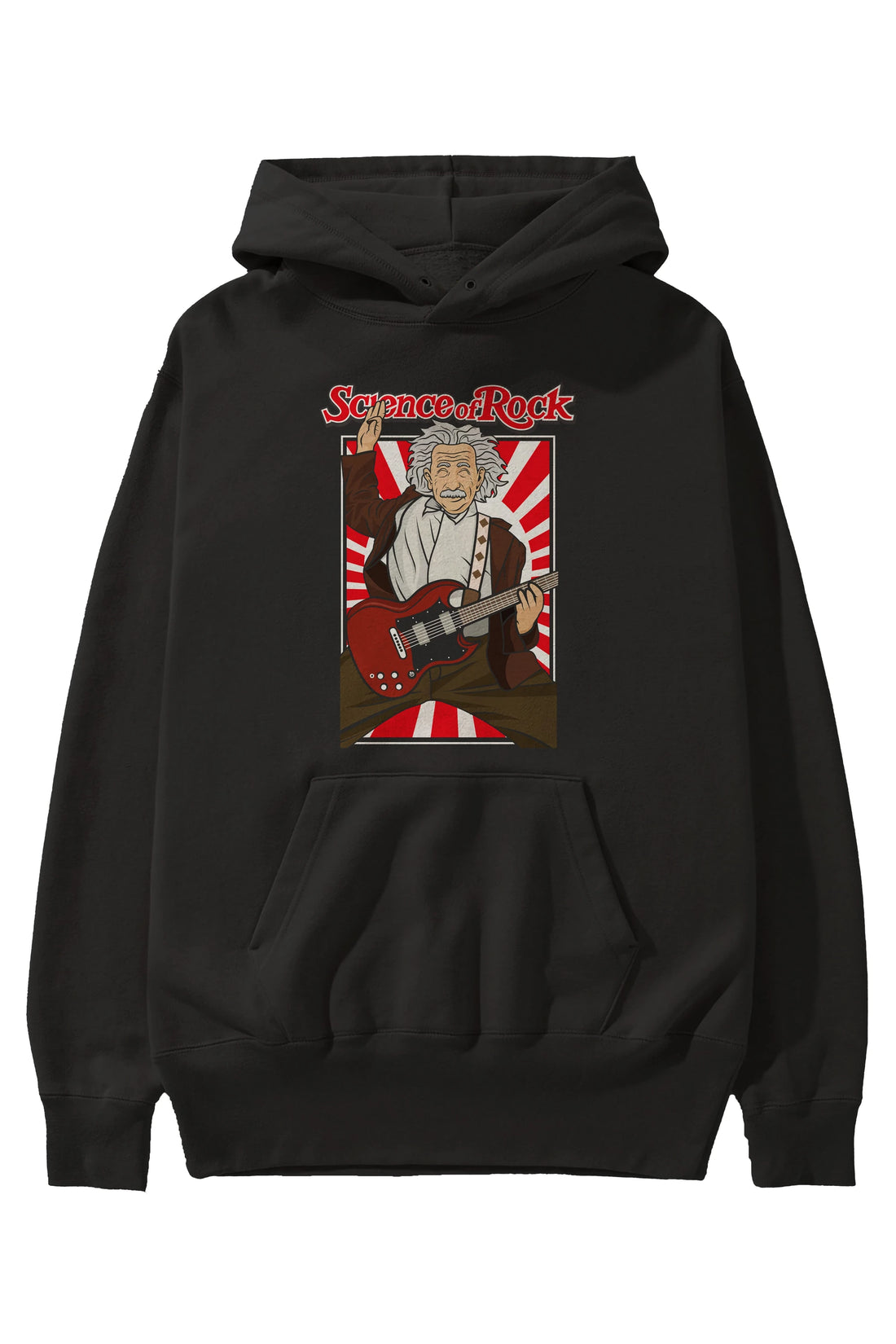 Einstein Science Of Rock Ön Baskılı Hoodie Oversize Kapüşonlu Sweatshirt Erkek Kadın Unisex