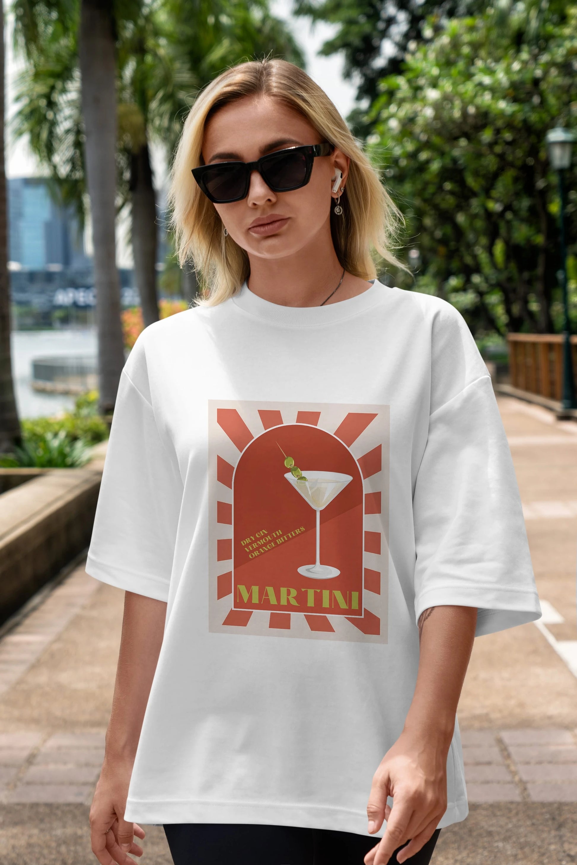 Martini 2 Ön Baskılı Oversize t-shirt Erkek Kadın Unisex %100 Pamuk Bisiklet Yaka tişort